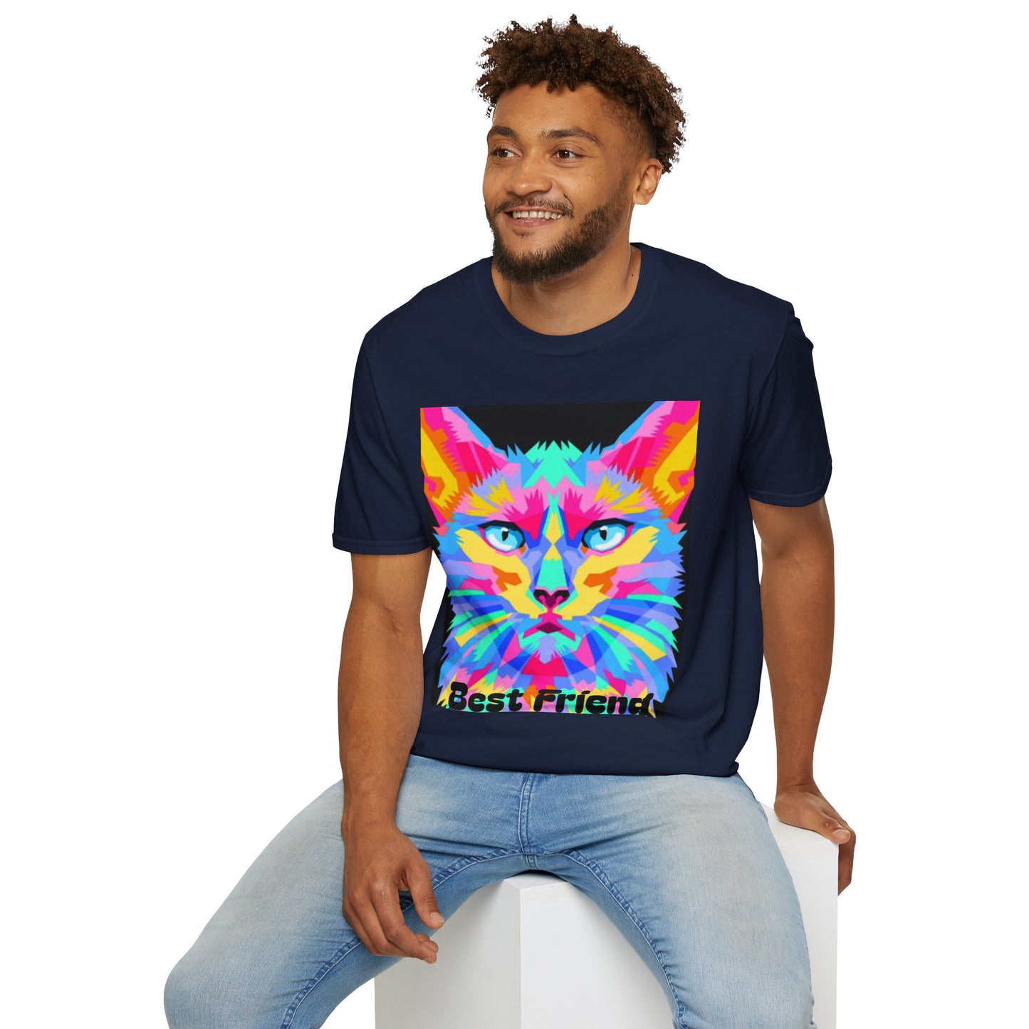 Colorful Pop Art Cat T-Shirt — "Best Friend" Graphic Tee