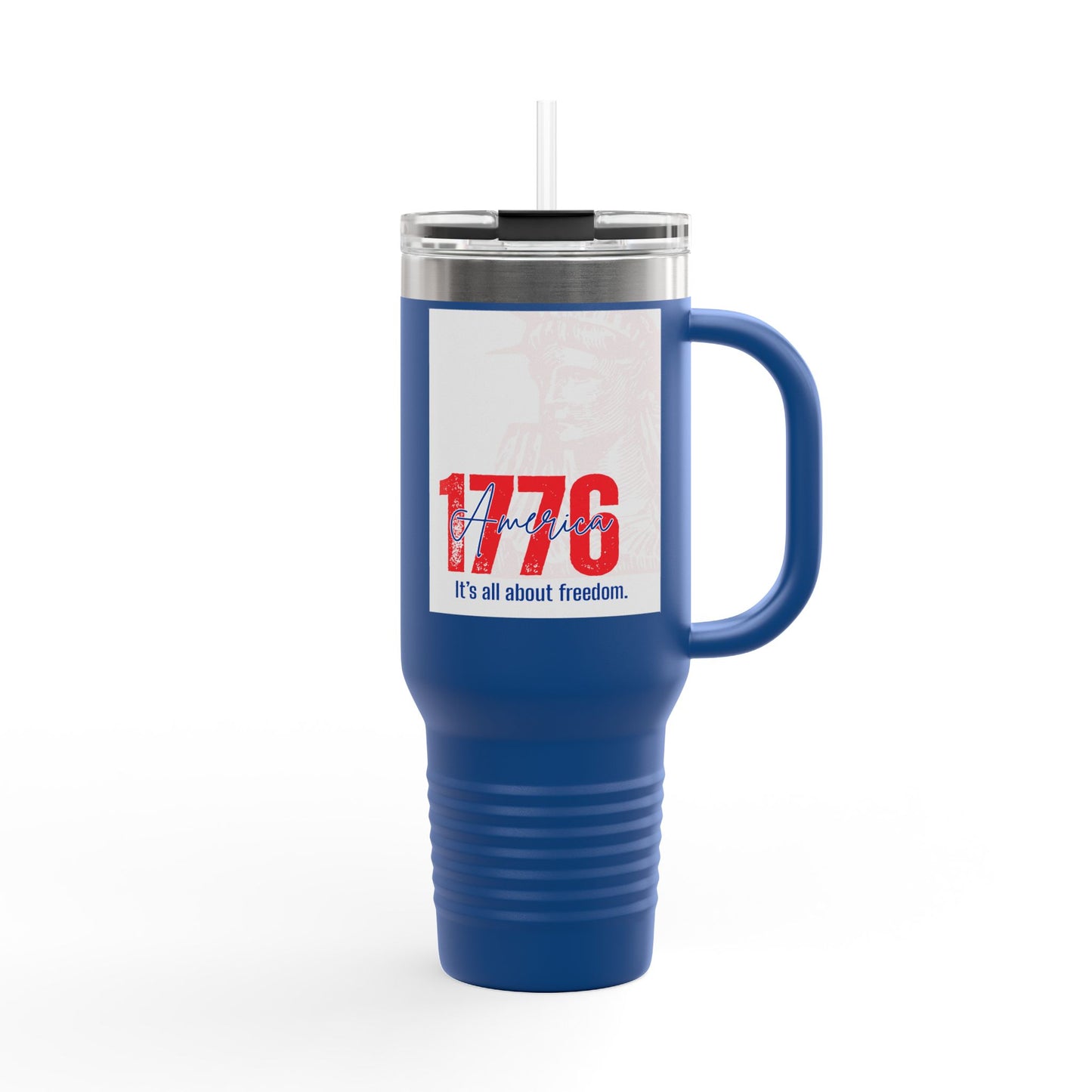 40oz Insulated Travel Mug — American Flag Patriotic Stainless Steel Tumbler