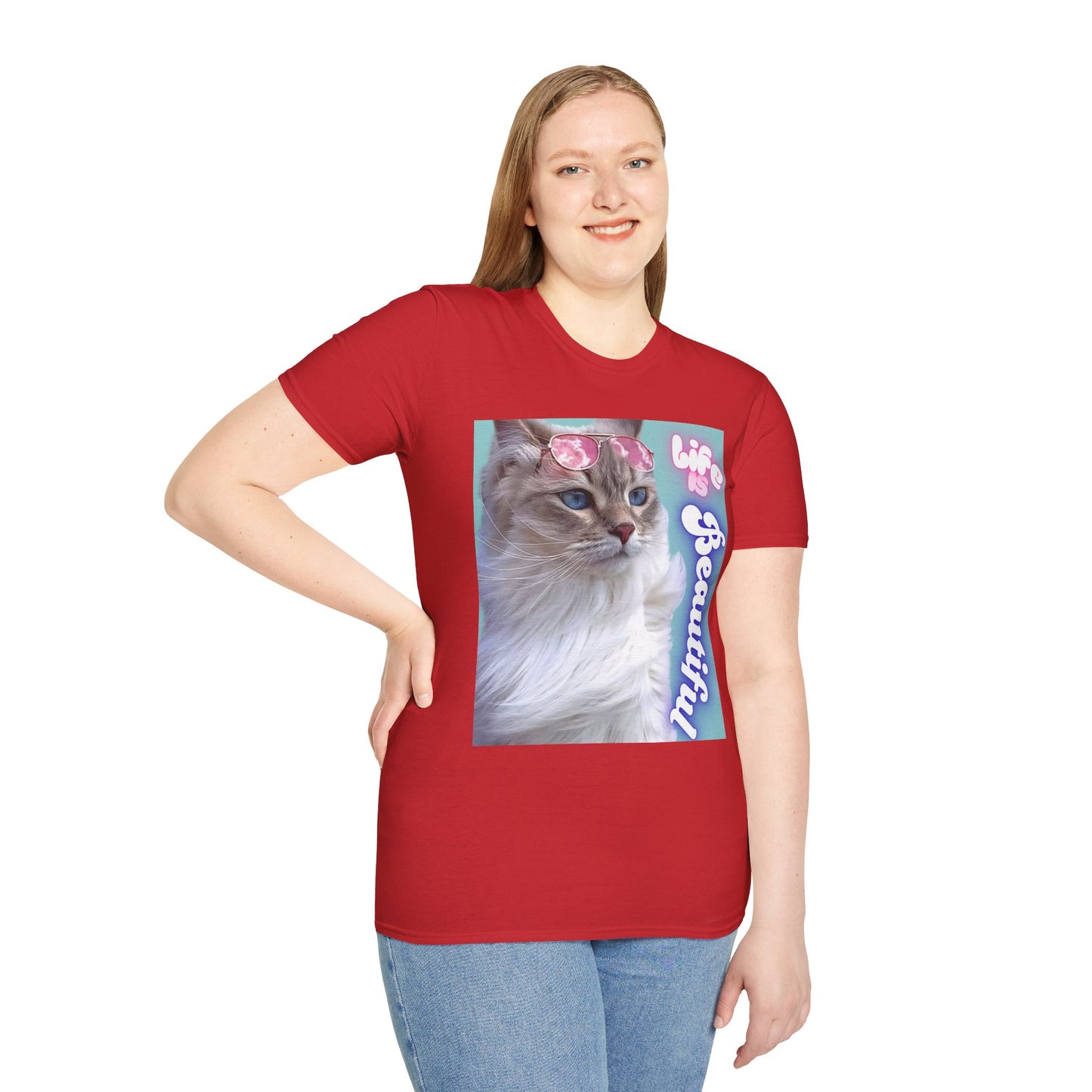 Life Is Beautiful Cat T-Shirt — Inspirational Cat Graphic Tee