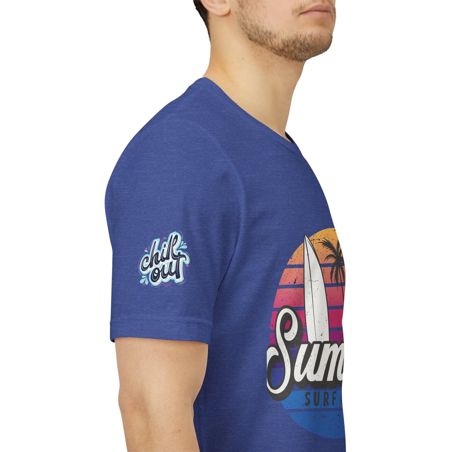 Summer Surf Tee – “Here Comes The Sun” Vintage Surfboard & Palm Graphic T-Shirt