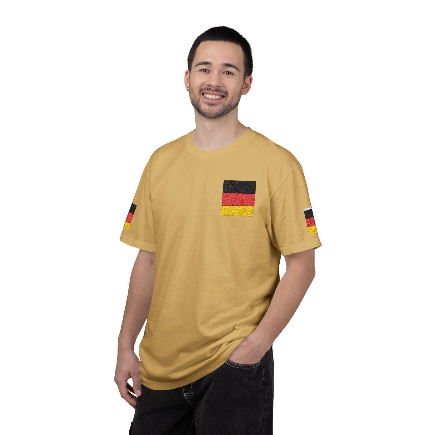 Germany Flag Pocket T-Shirt — German Pride Tee with Sleeve Flags