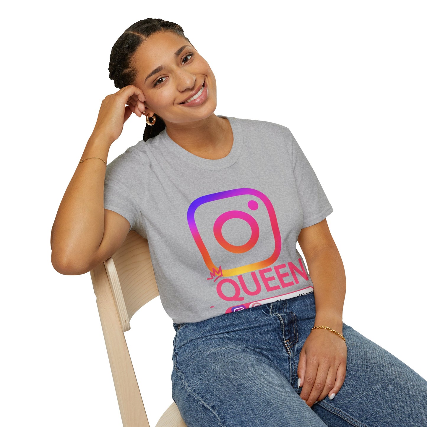 Instagram Queen T-Shirt — "Queen" Social Media Tee with Custom @handle