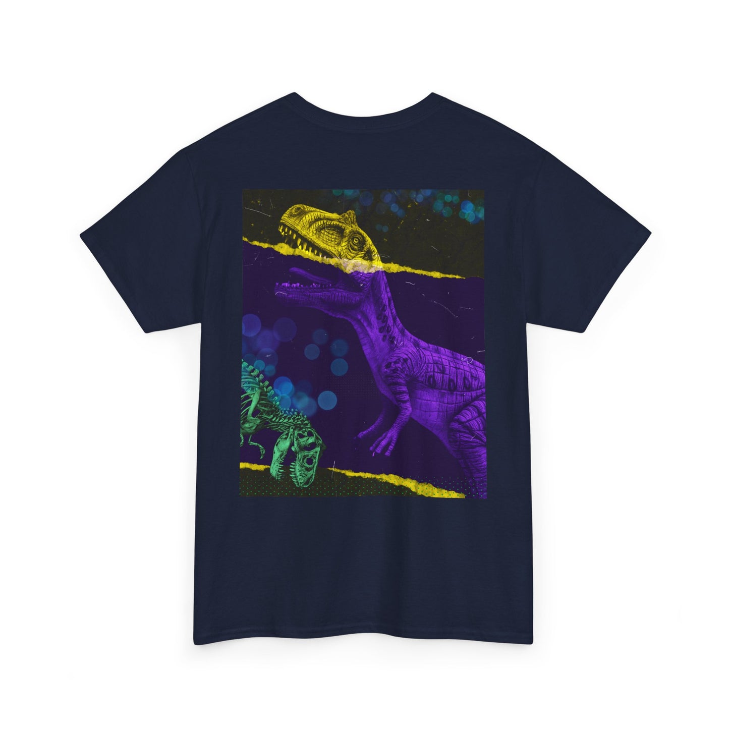 Dinosaur Graphic Tee — Retro Neon T-Rex & Skeleton Shirt
