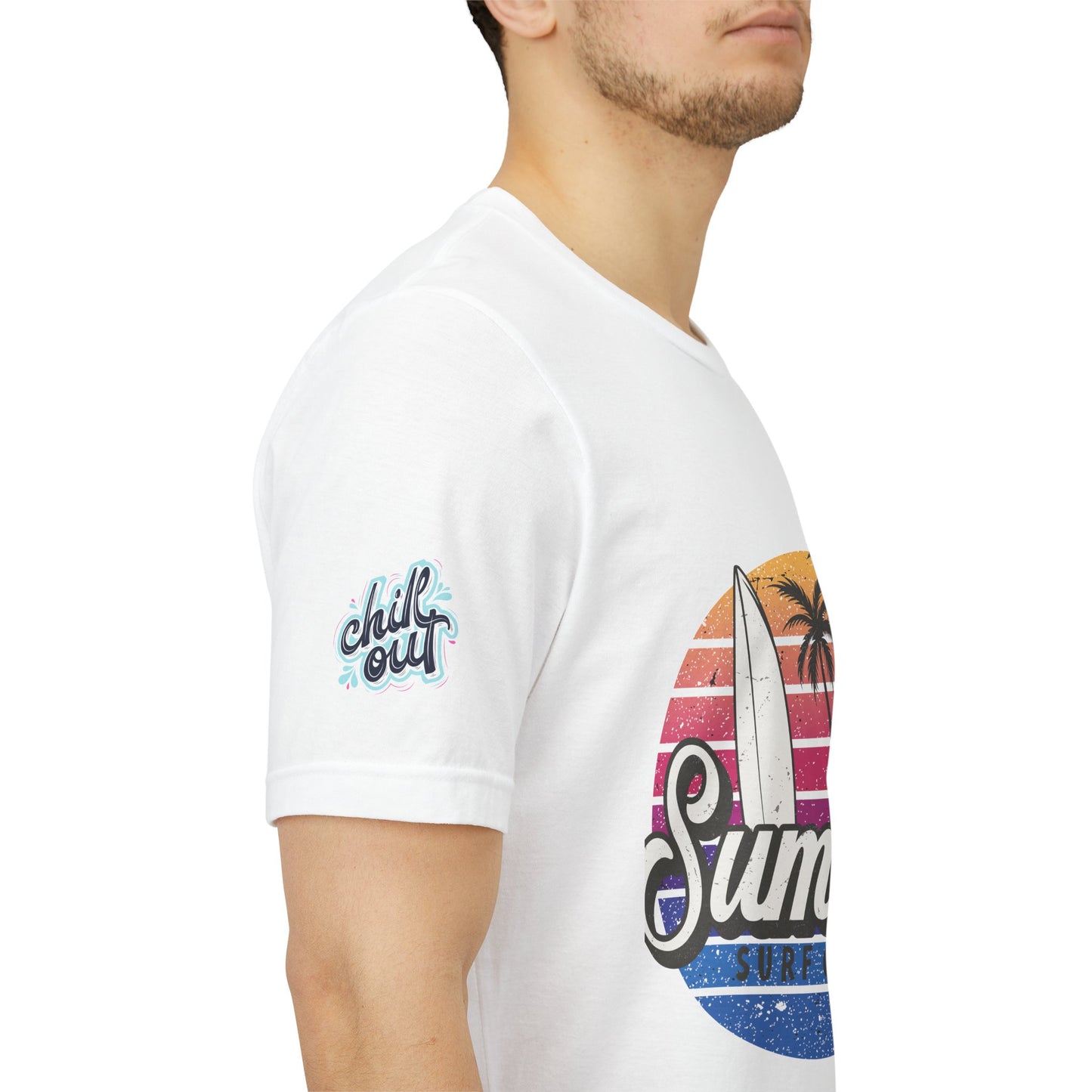 Summer Surf Tee – “Here Comes The Sun” Vintage Surfboard & Palm Graphic T-Shirt