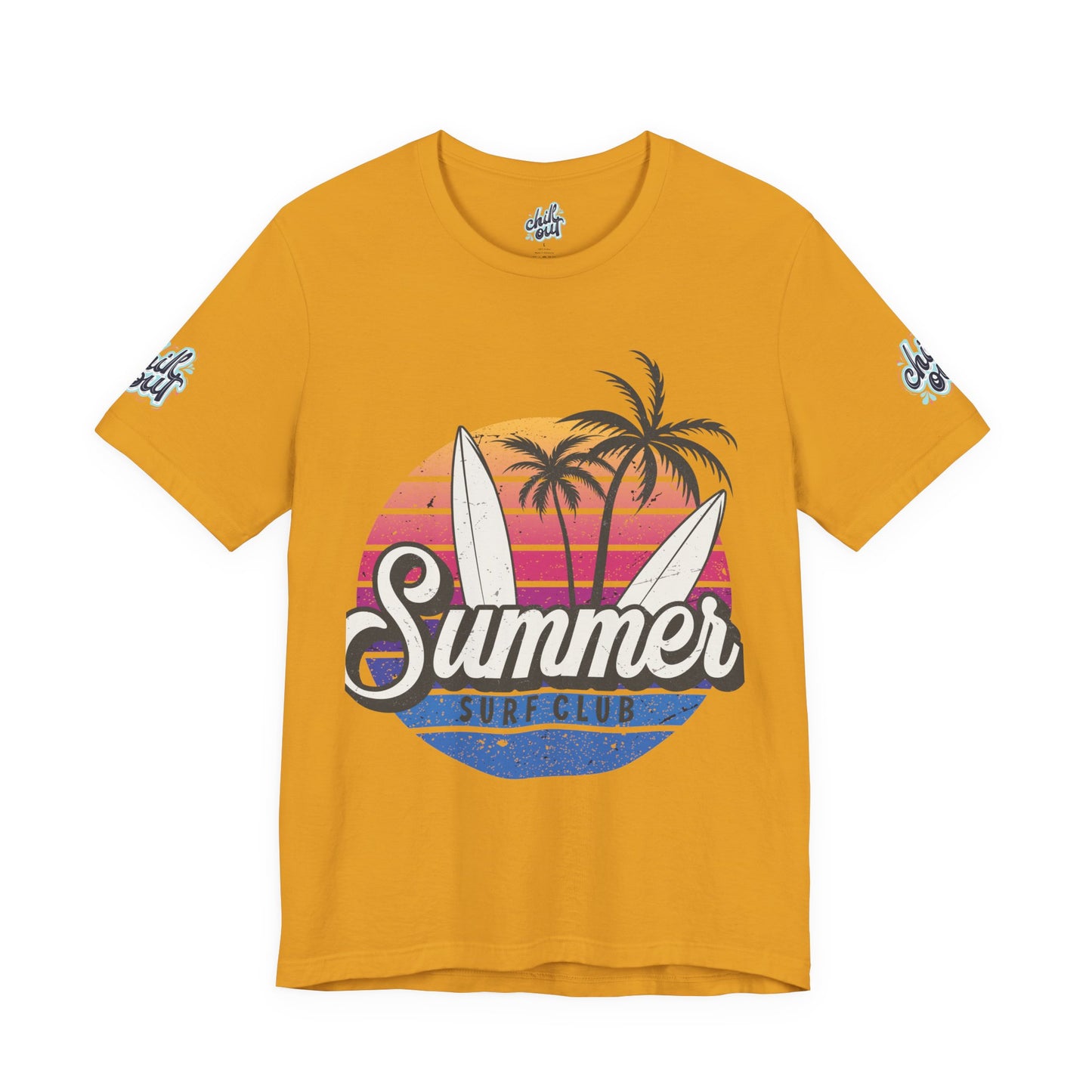 Summer Surf Tee – “Here Comes The Sun” Vintage Surfboard & Palm Graphic T-Shirt