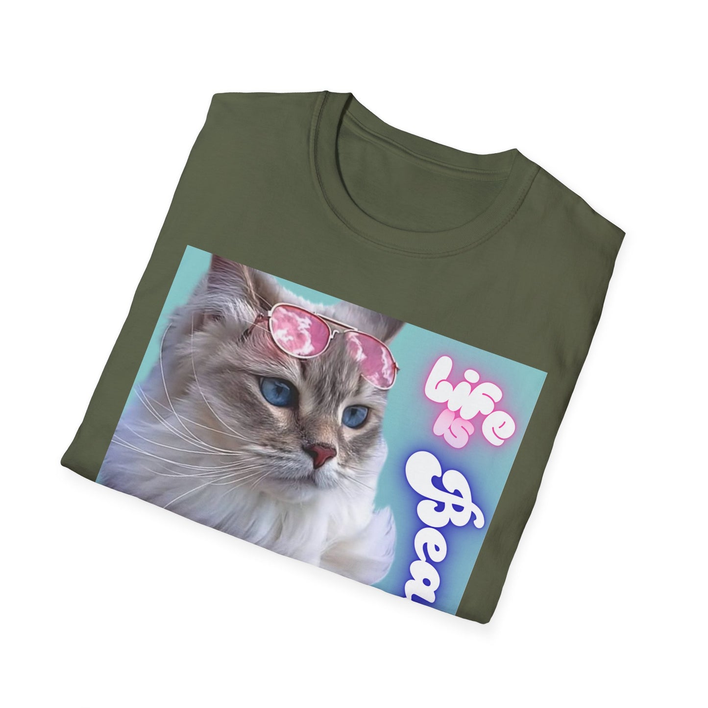 Life Is Beautiful Cat T-Shirt — Inspirational Cat Graphic Tee