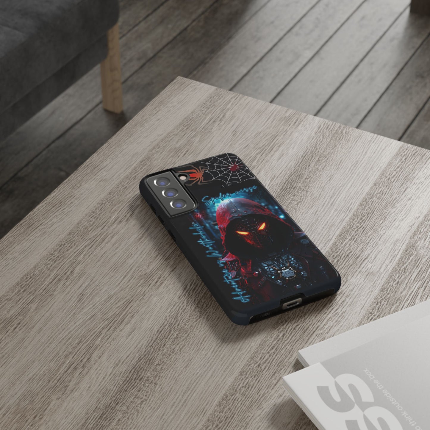Spiderman Phone Case — Neon Hooded Skull Design "Spider verse"