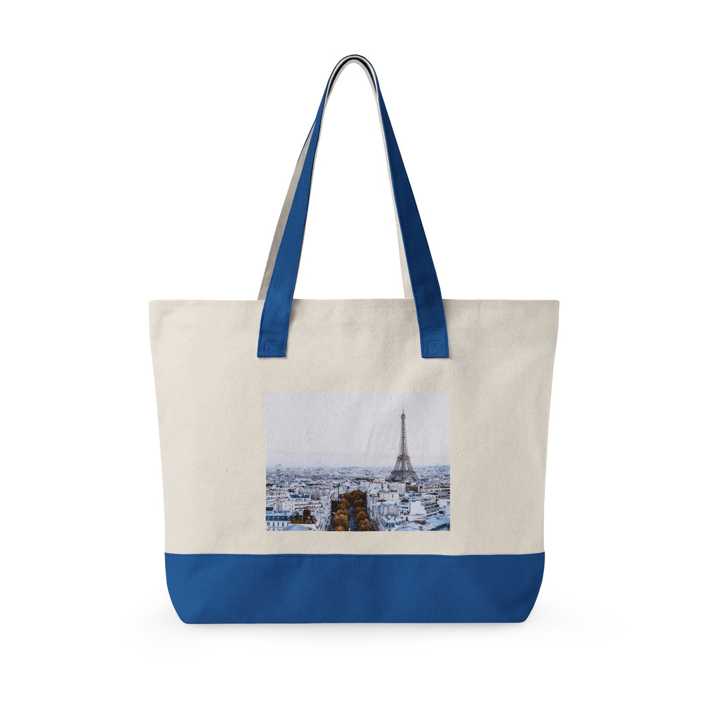 Canvas Tote Bag — Scenic Floral Meadow & River Photo Print Zippered Tote