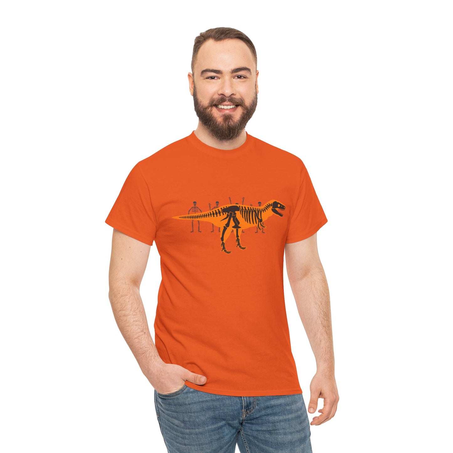 Dinosaur Graphic Tee — Retro Neon T-Rex & Skeleton Shirt