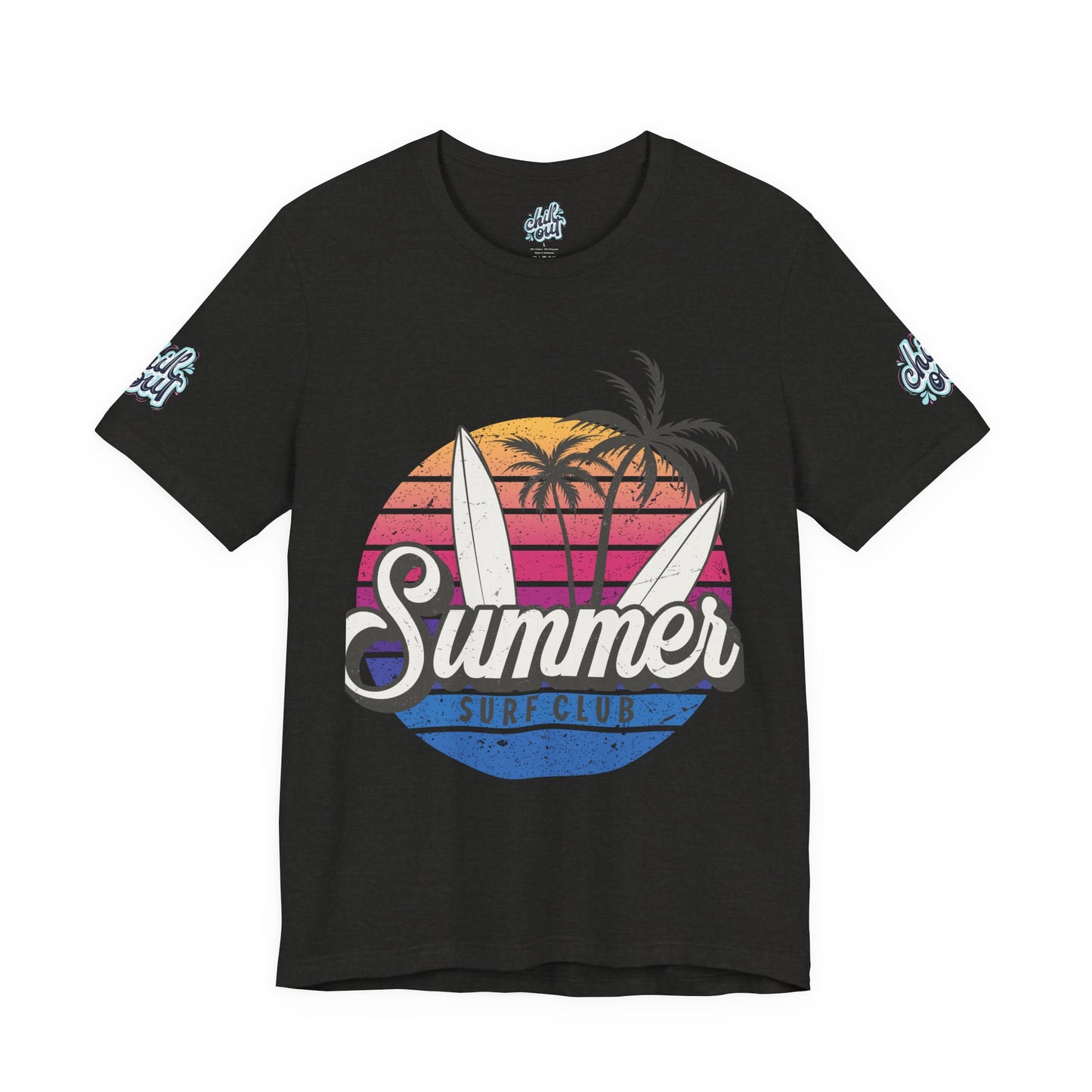 Summer Surf Tee – “Here Comes The Sun” Vintage Surfboard & Palm Graphic T-Shirt