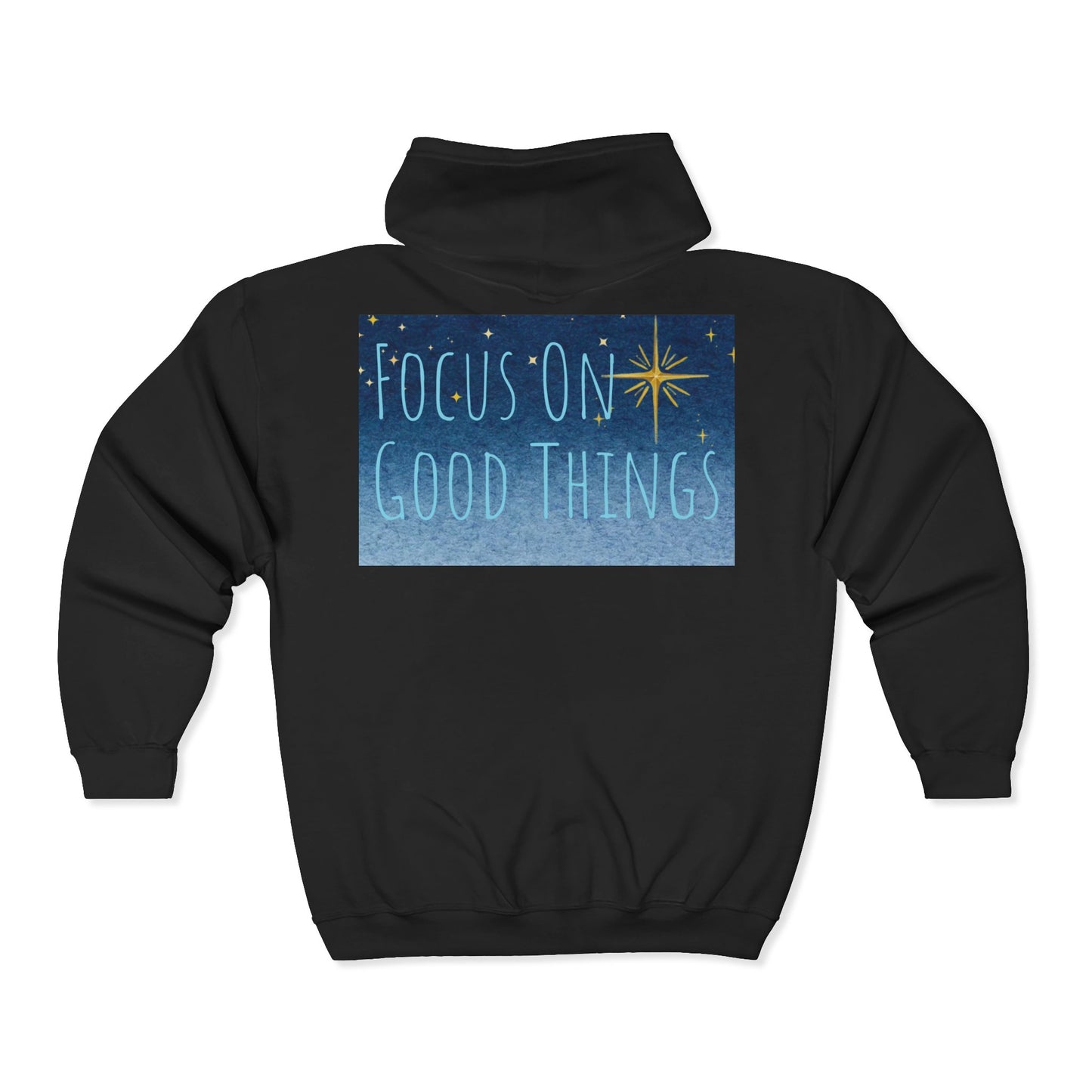 Zip Hoodie — 'Focus On Good Things' Inspirational Ocean Design