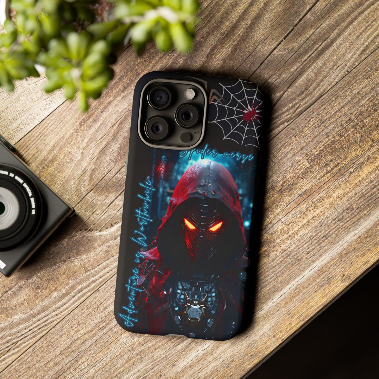 Spiderman Phone Case — Neon Hooded Skull Design "Spider verse"