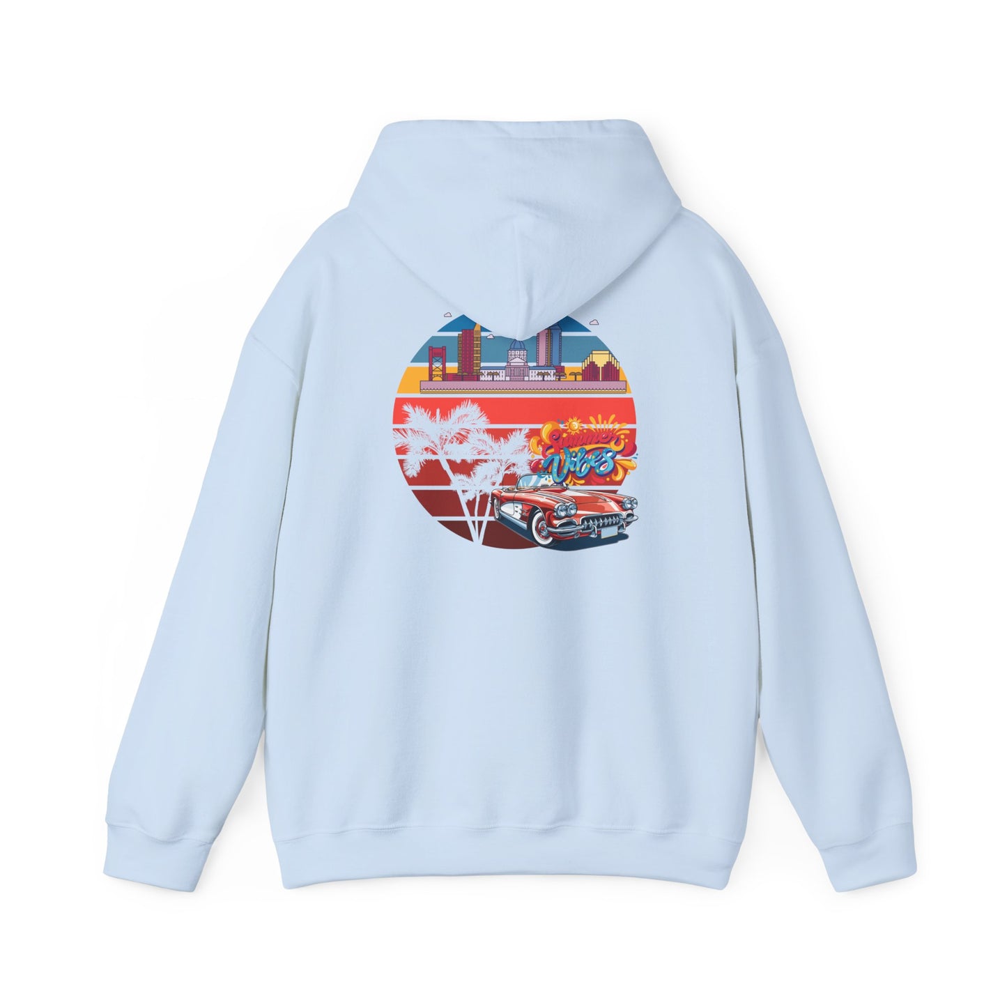 Los Angeles Retro Surf Hoodie — Vintage Sunset Car & Palm Tree Sweatshirt