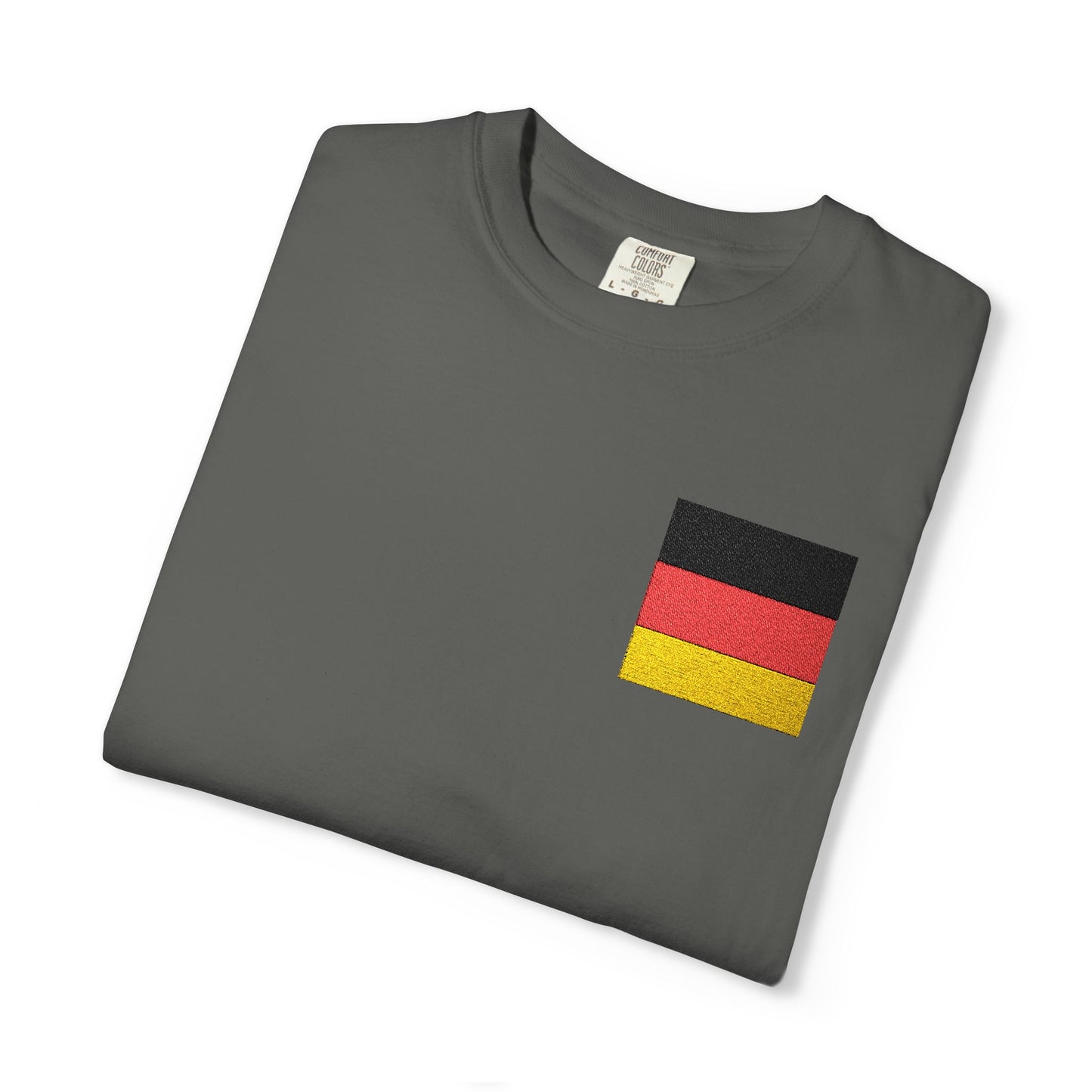 Germany Flag Pocket T-Shirt — German Pride Tee with Sleeve Flags