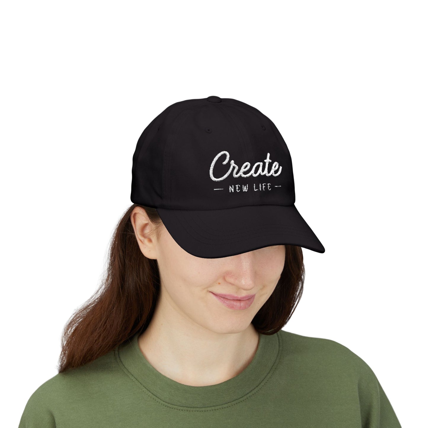 Create New Life — Embroidered White Baseball Cap for Regular Use