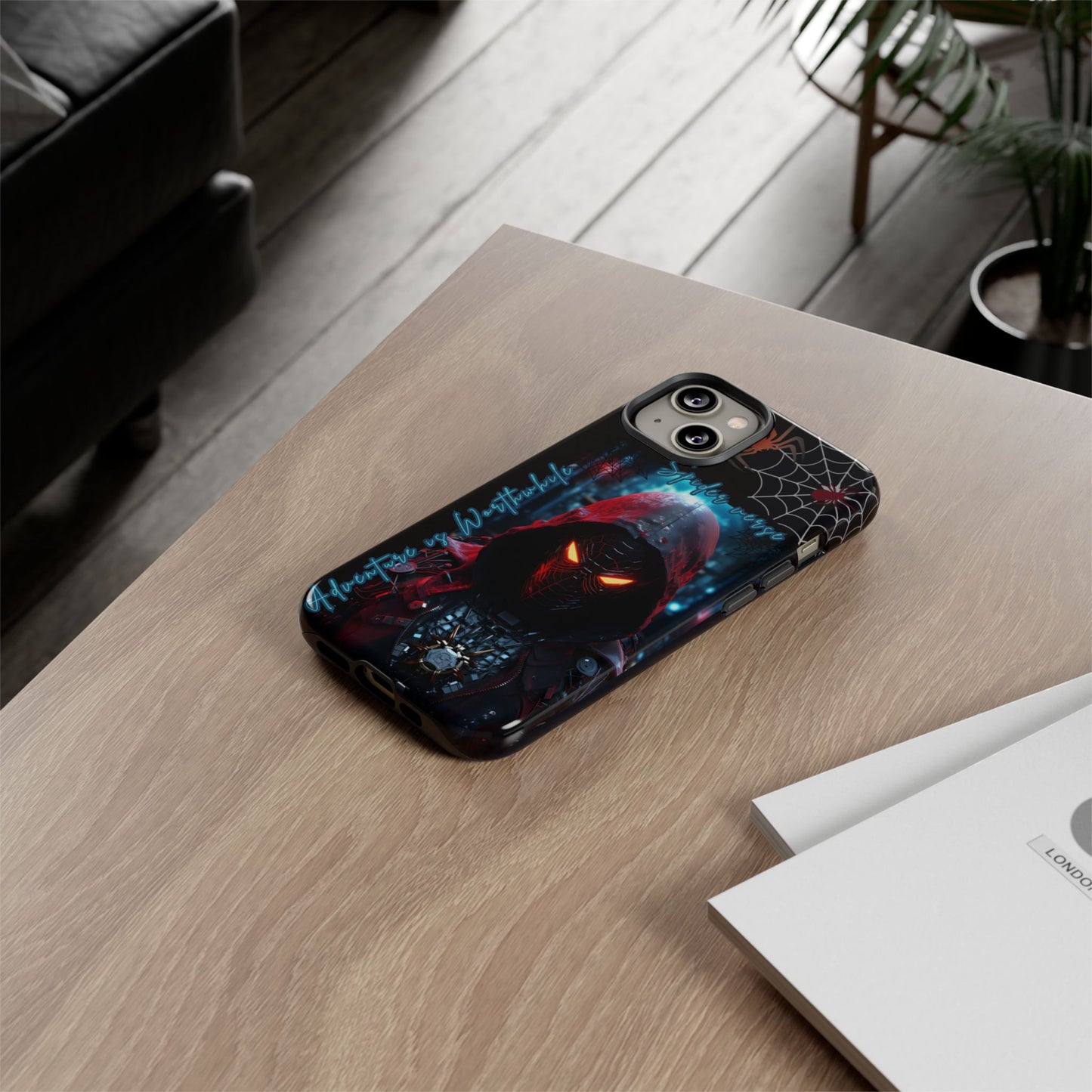 Spiderman Phone Case — Neon Hooded Skull Design "Spider verse"