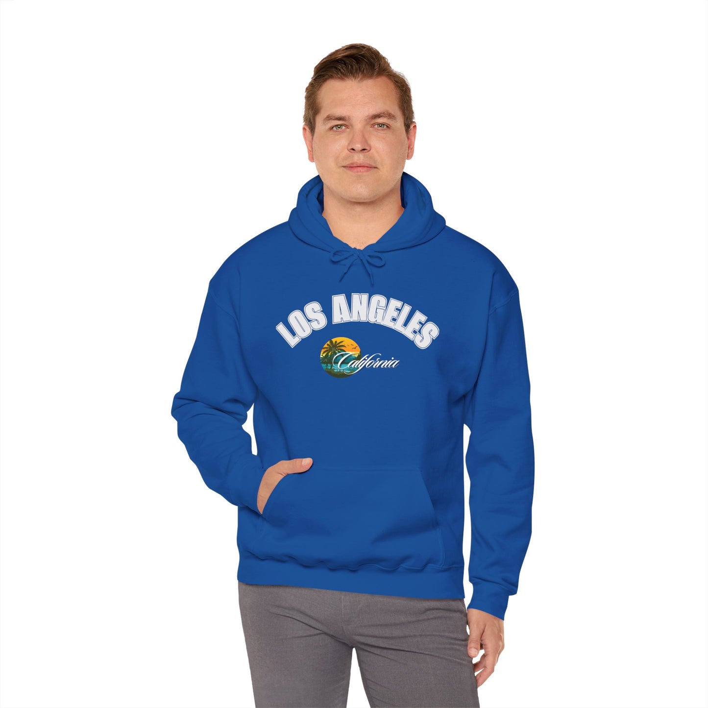 Los Angeles Retro Surf Hoodie — Vintage Sunset Car & Palm Tree Sweatshirt