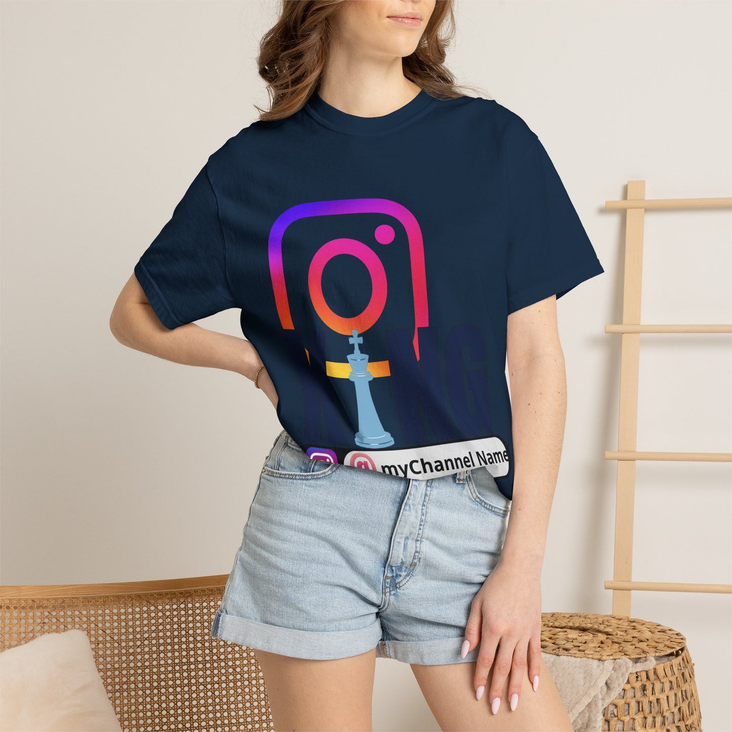 Instagram King T-Shirt — Custom @myChannel Name Social Media Tee