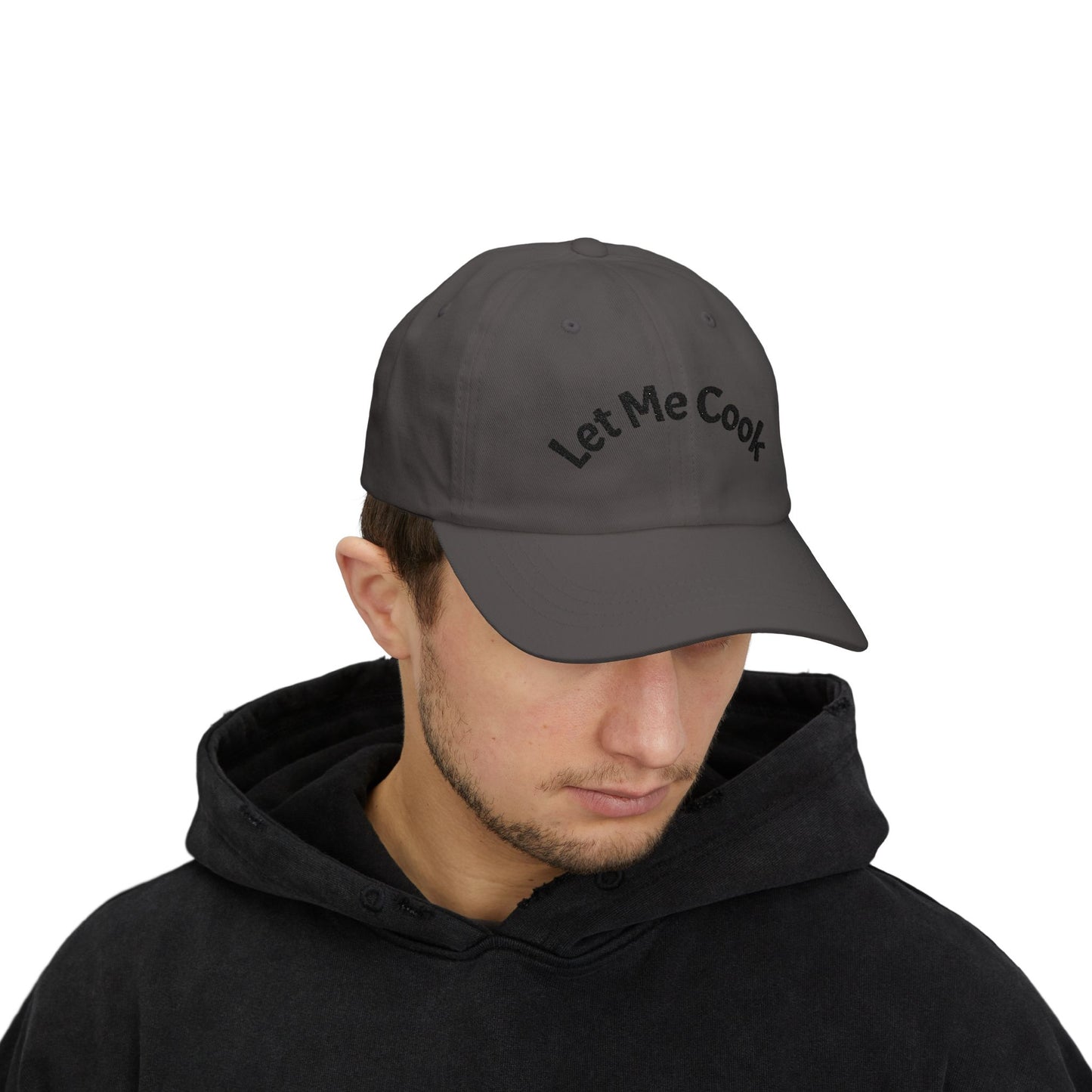 Let Me Cook Dad Cap — Embroidered White Baseball Hat for Cooks & Grillers