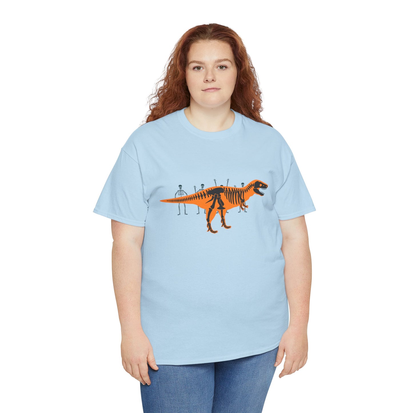 Dinosaur Graphic Tee — Retro Neon T-Rex & Skeleton Shirt
