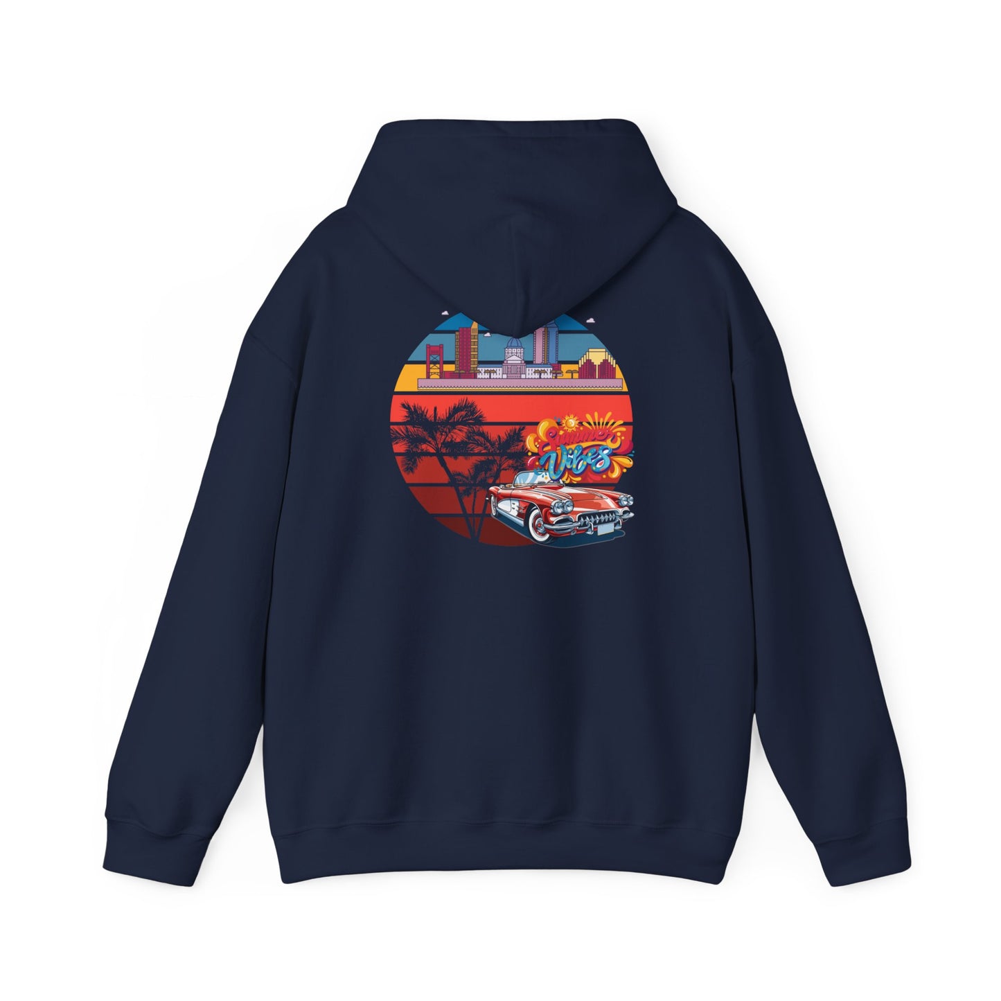 Los Angeles Retro Surf Hoodie — Vintage Sunset Car & Palm Tree Sweatshirt