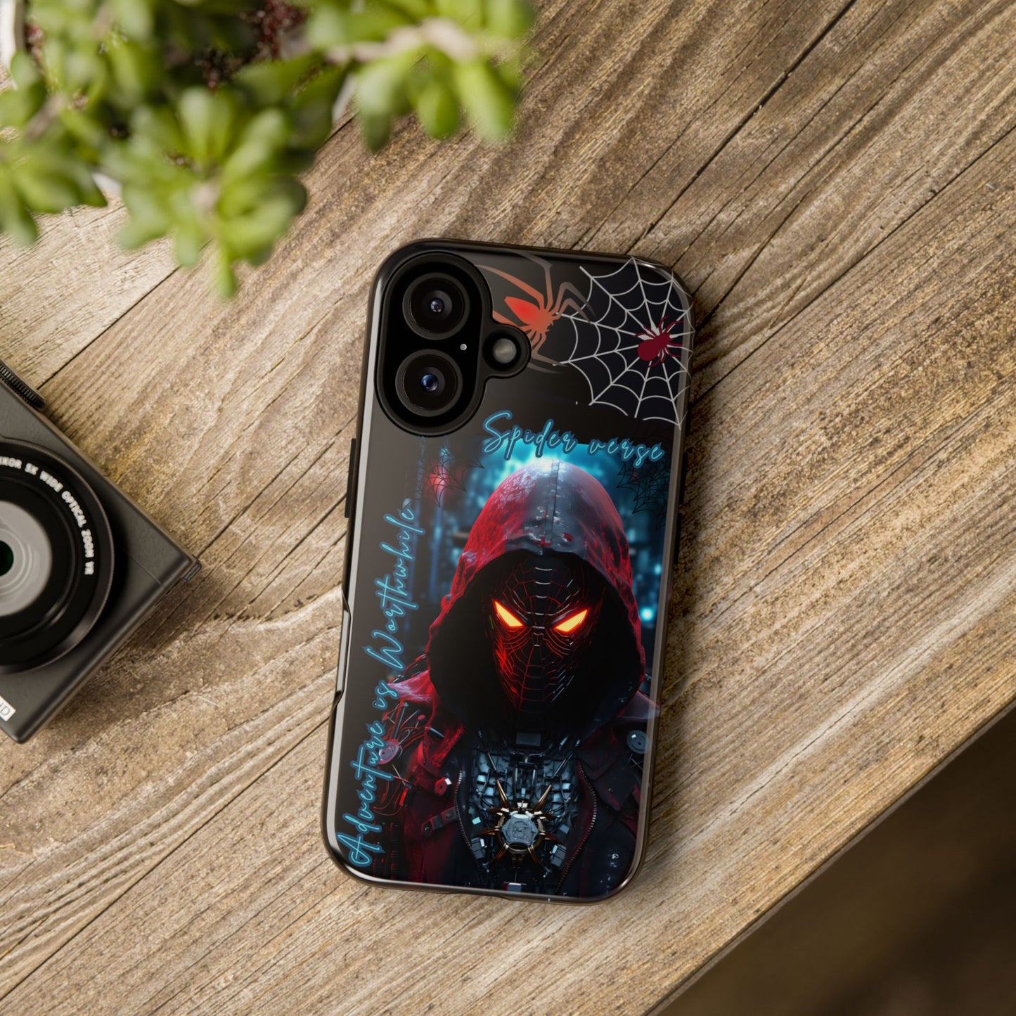 Spiderman Phone Case — Neon Hooded Skull Design "Spider verse"