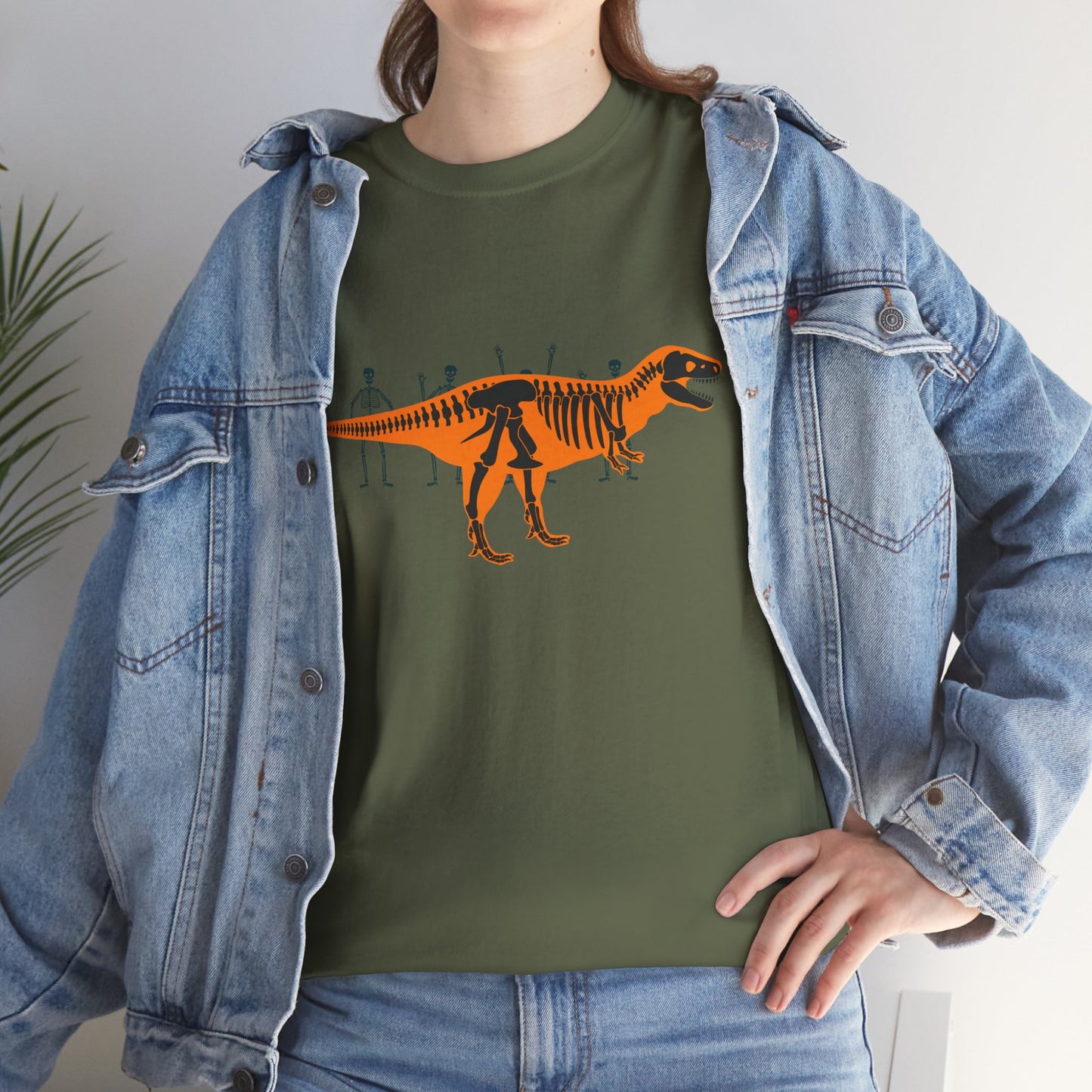 Dinosaur Graphic Tee — Retro Neon T-Rex & Skeleton Shirt