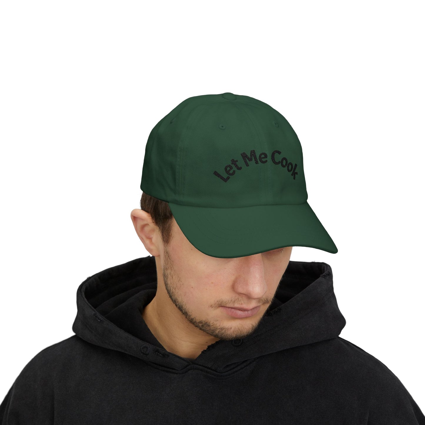 Let Me Cook Dad Cap — Embroidered White Baseball Hat for Cooks & Grillers