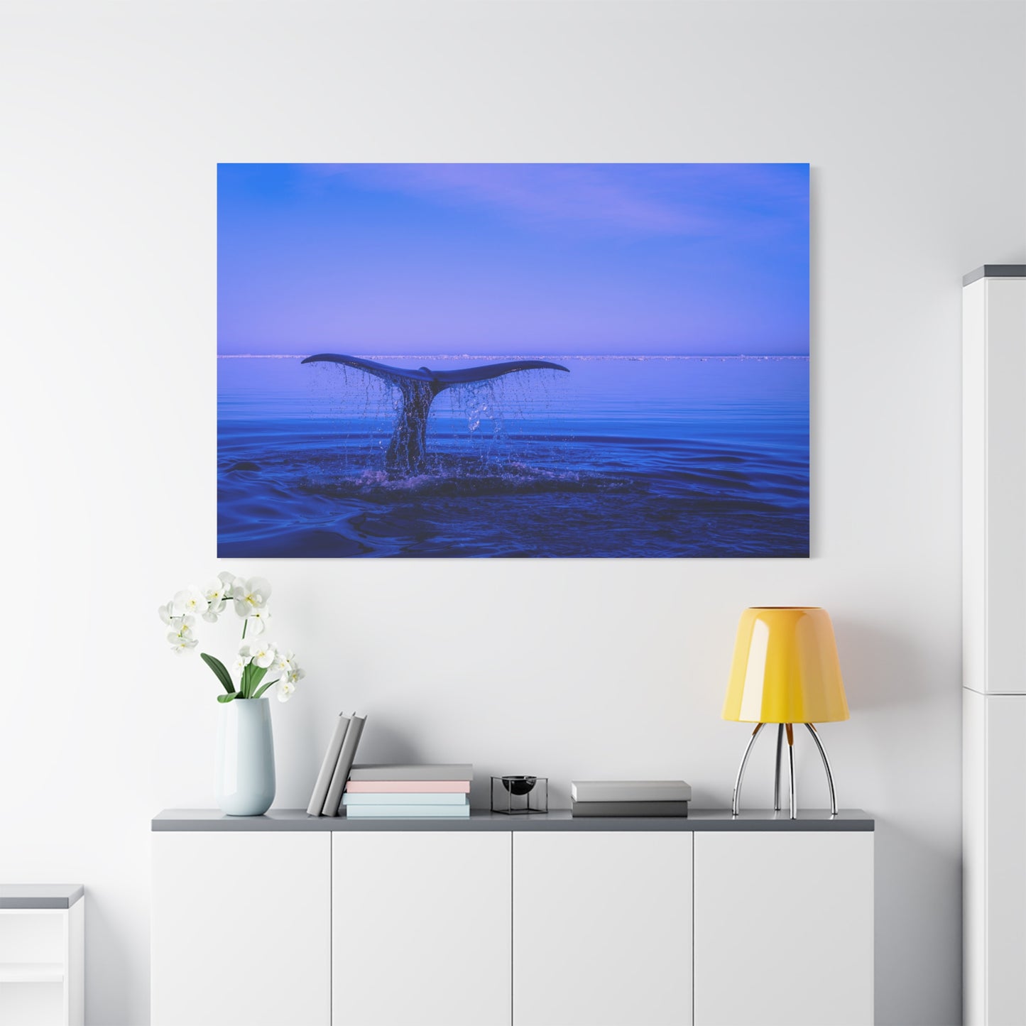 Whale Tail Matte Canvas Print — Ocean Sunset Wall Art
