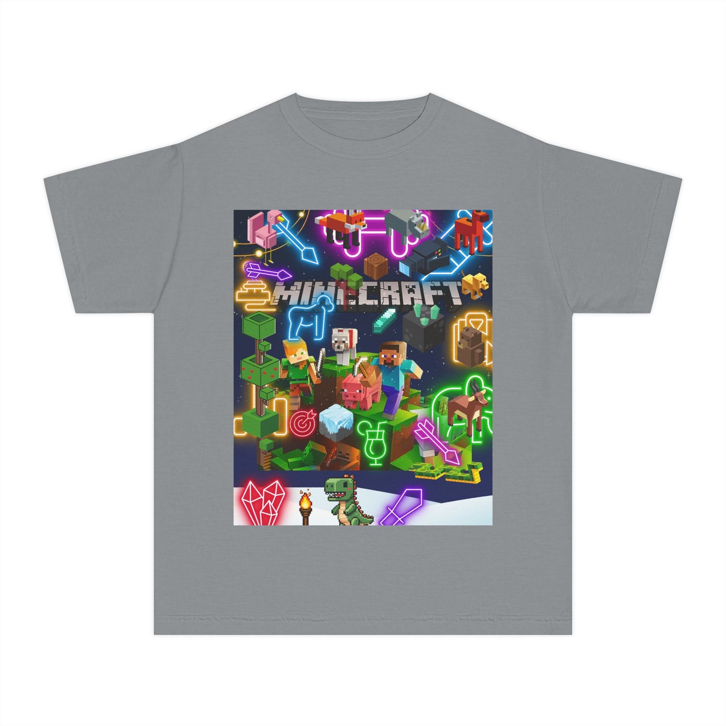Minecraft & Roblox Neon Kids Tee — Youth Gaming Graphic Shirt