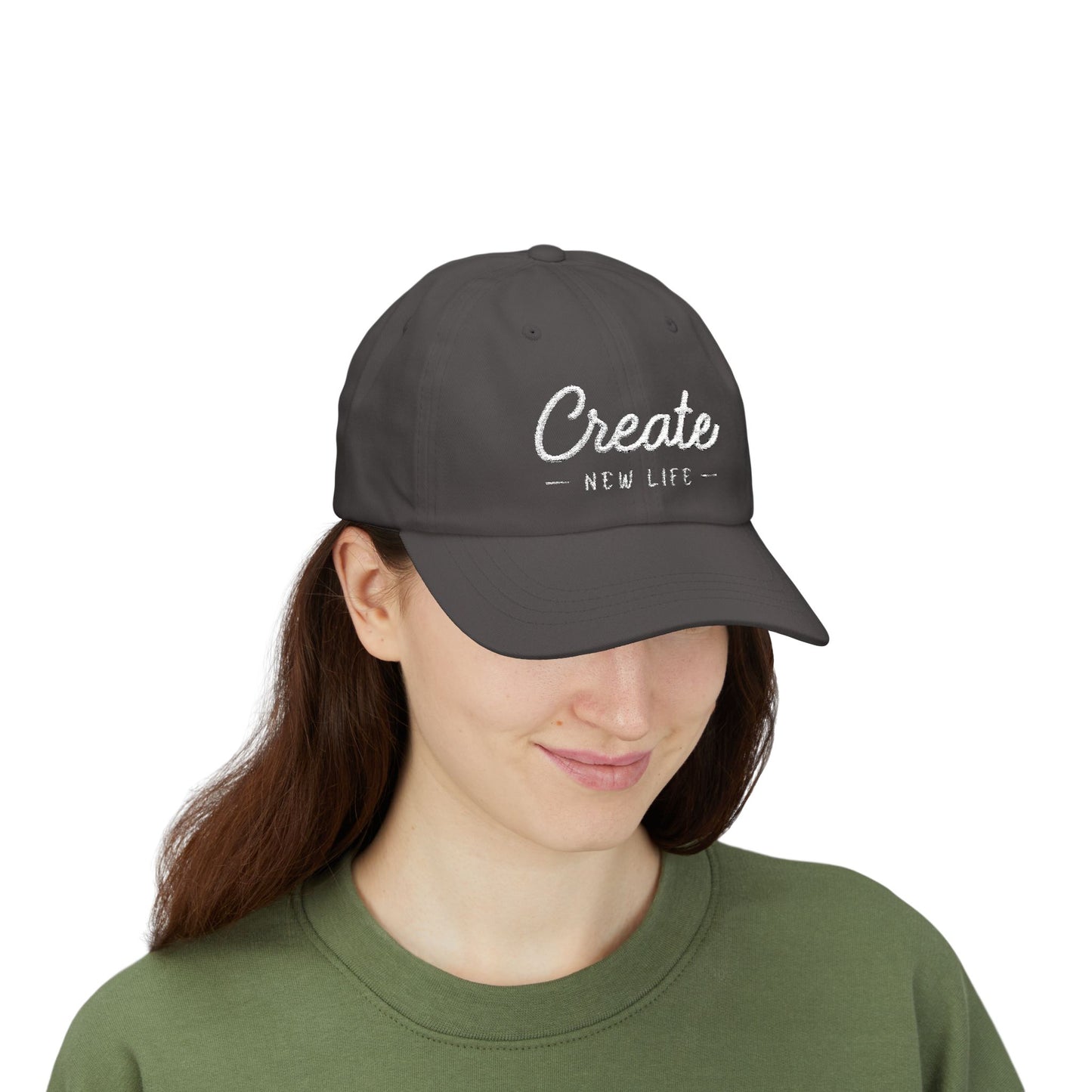 Create New Life — Embroidered White Baseball Cap for Regular Use