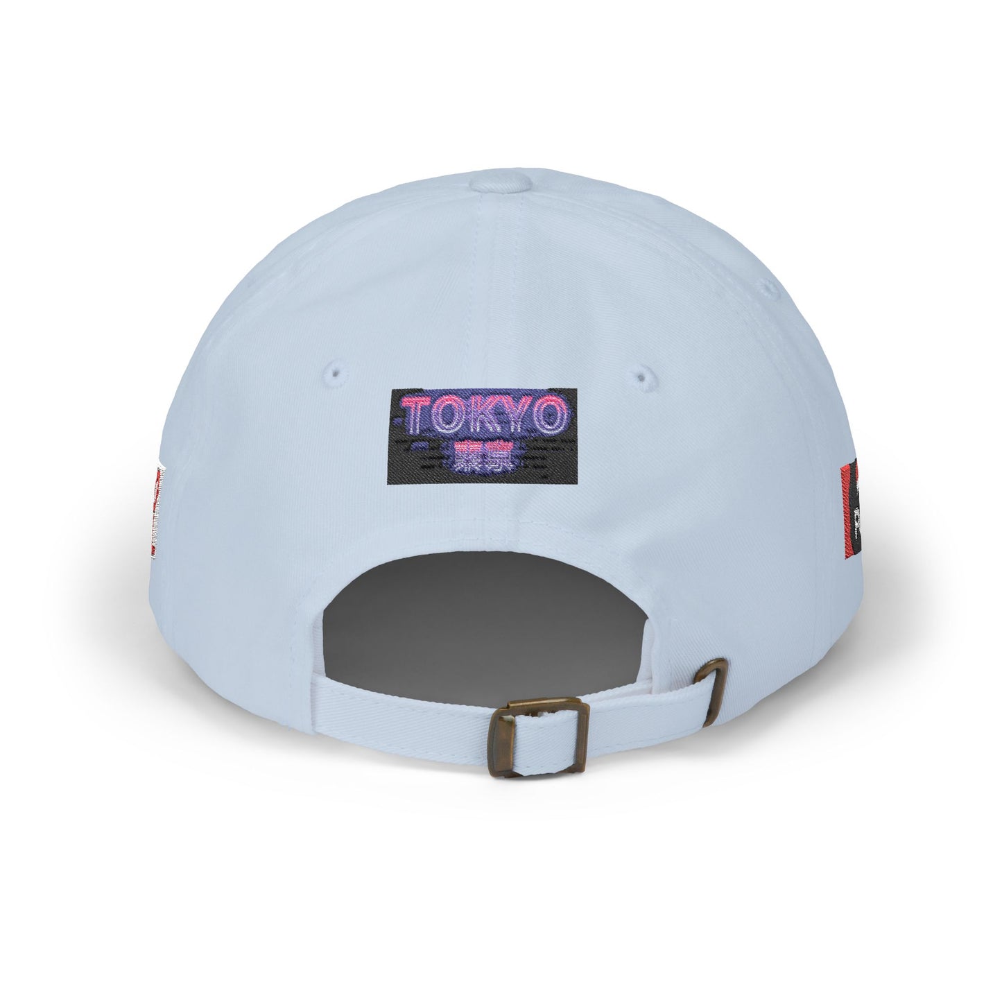 Tokyo Retro Patch Dad Cap – White Embroidered Travel Baseball Hat