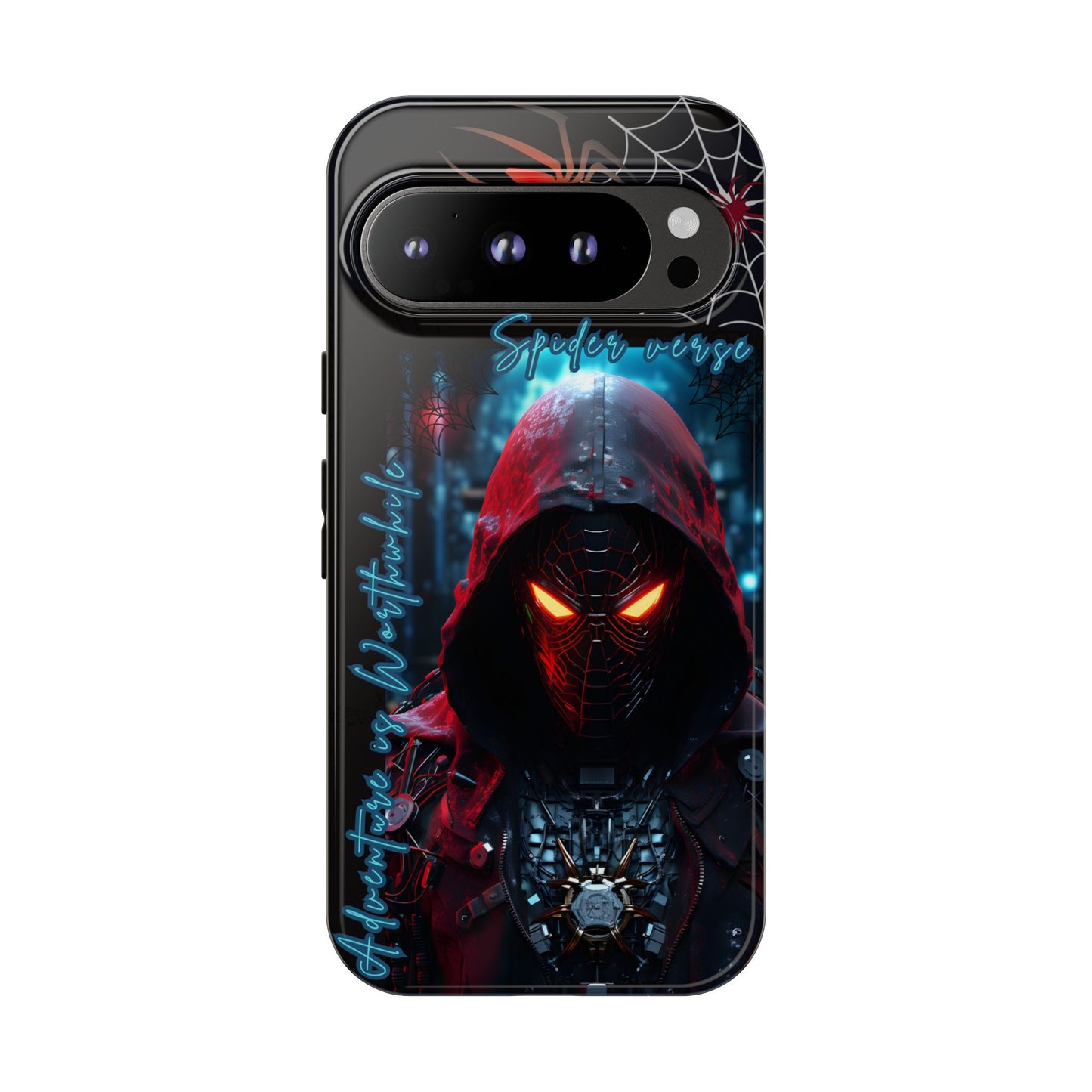 Spiderman Phone Case — Neon Hooded Skull Design "Spider verse"