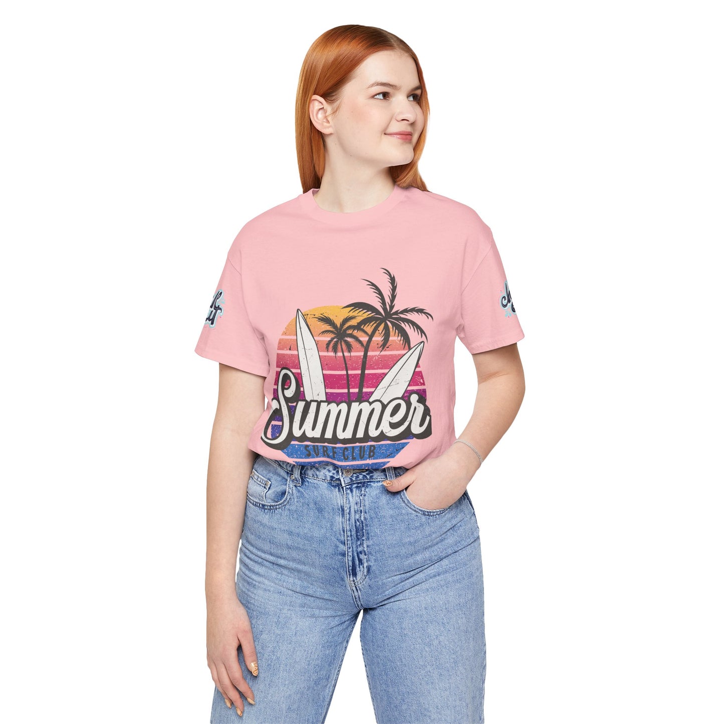 Summer Surf Tee – “Here Comes The Sun” Vintage Surfboard & Palm Graphic T-Shirt