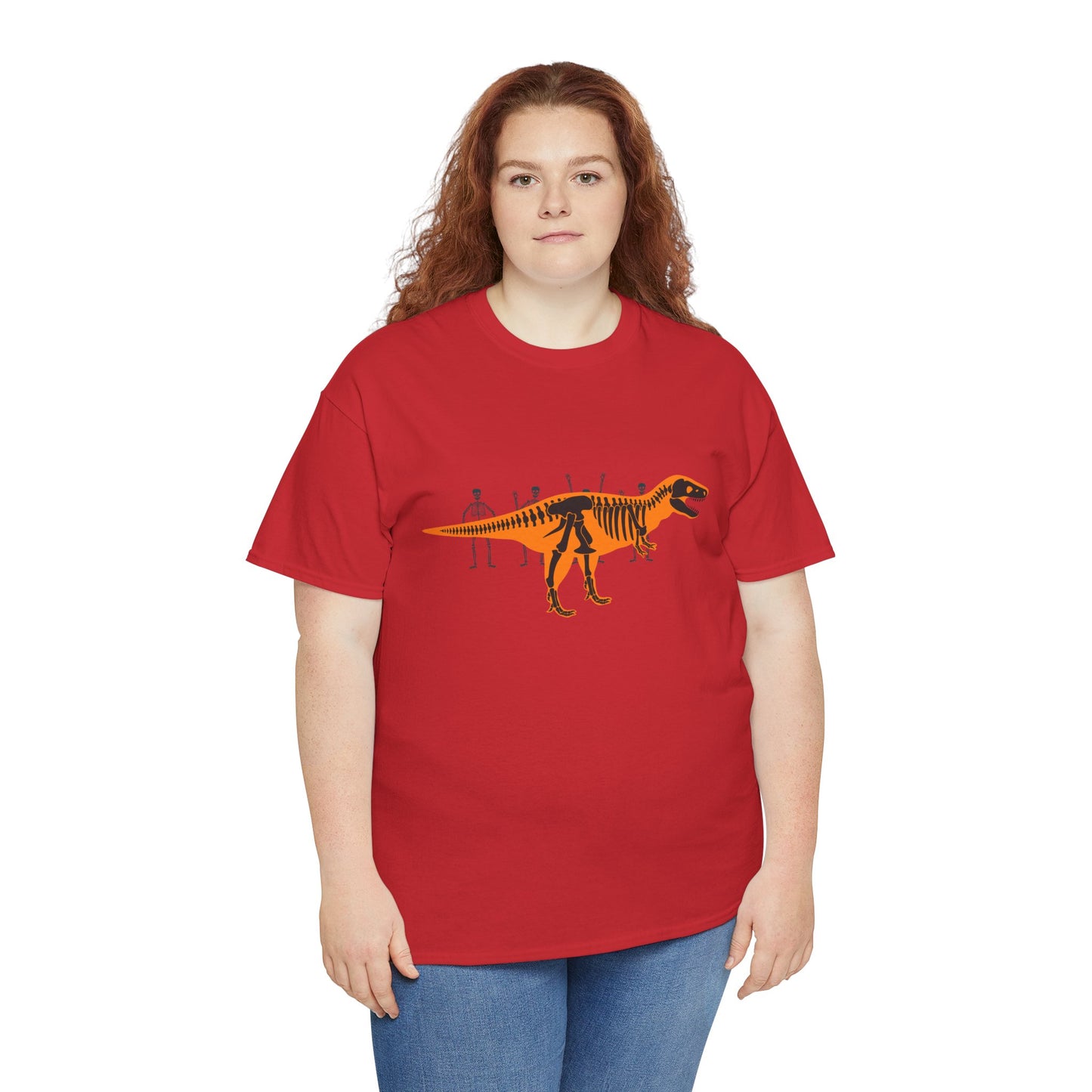 Dinosaur Graphic Tee — Retro Neon T-Rex & Skeleton Shirt