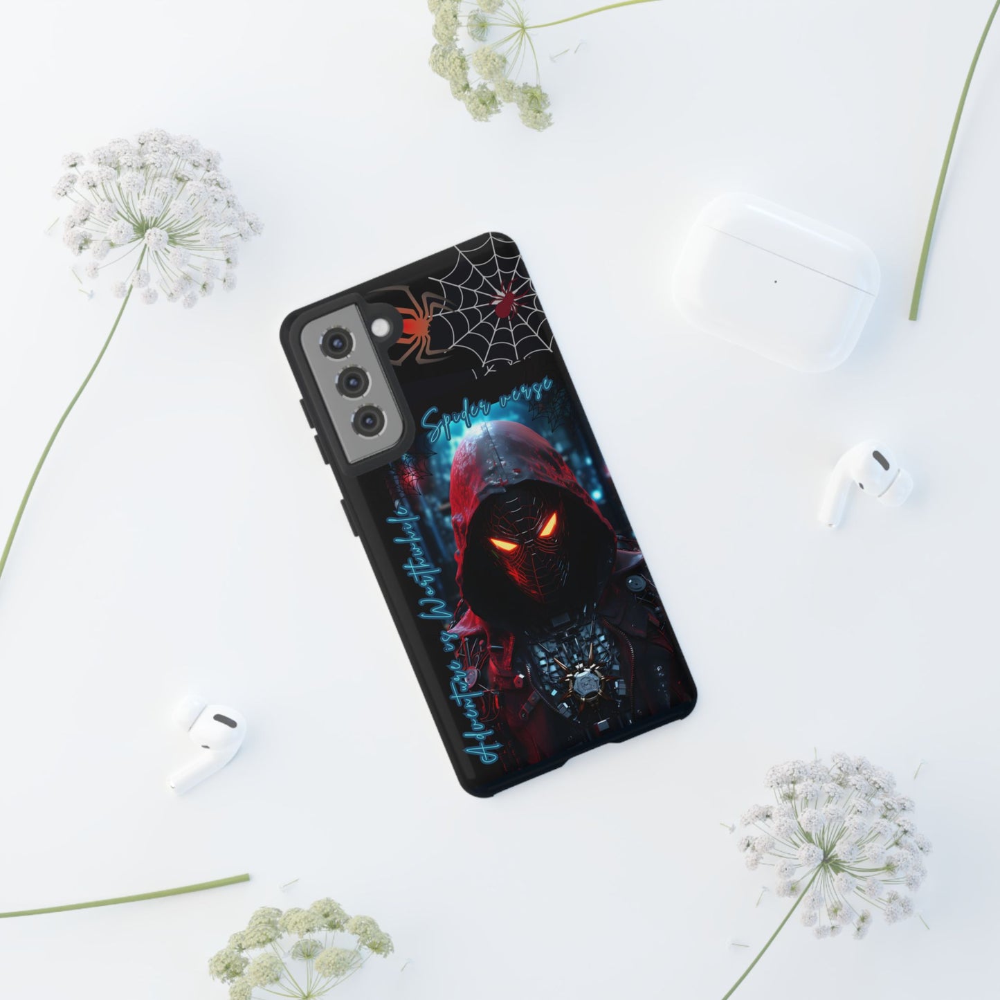 Spiderman Phone Case — Neon Hooded Skull Design "Spider verse"