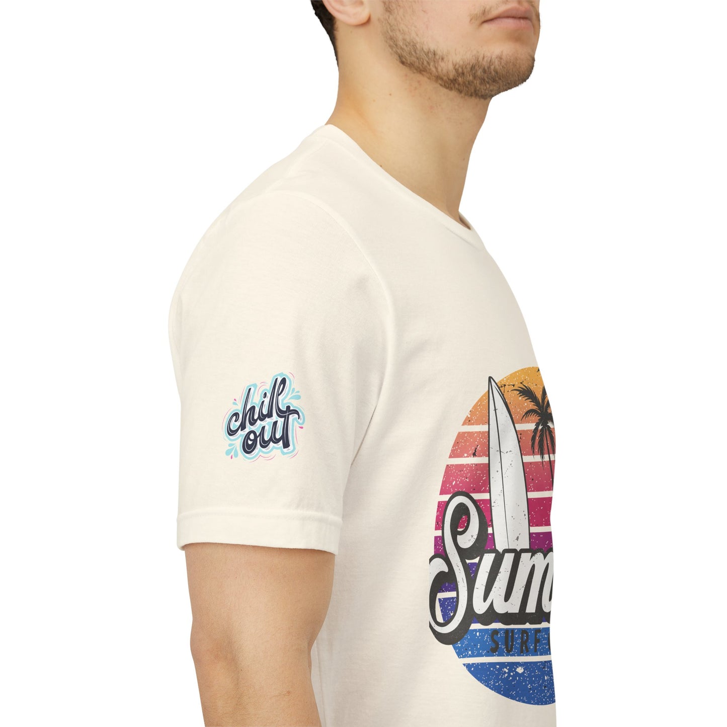 Summer Surf Tee – “Here Comes The Sun” Vintage Surfboard & Palm Graphic T-Shirt