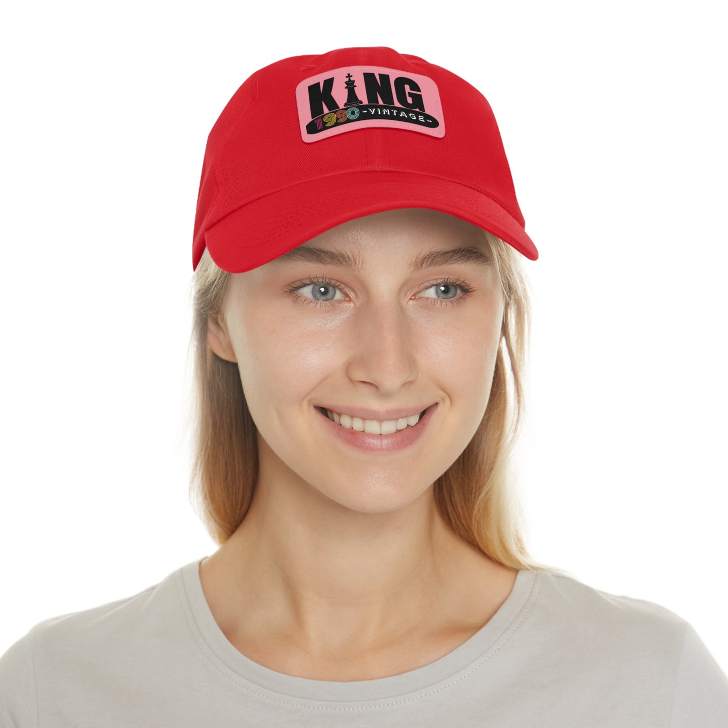 King 1990 Vintage Leather Patch Dad Hat