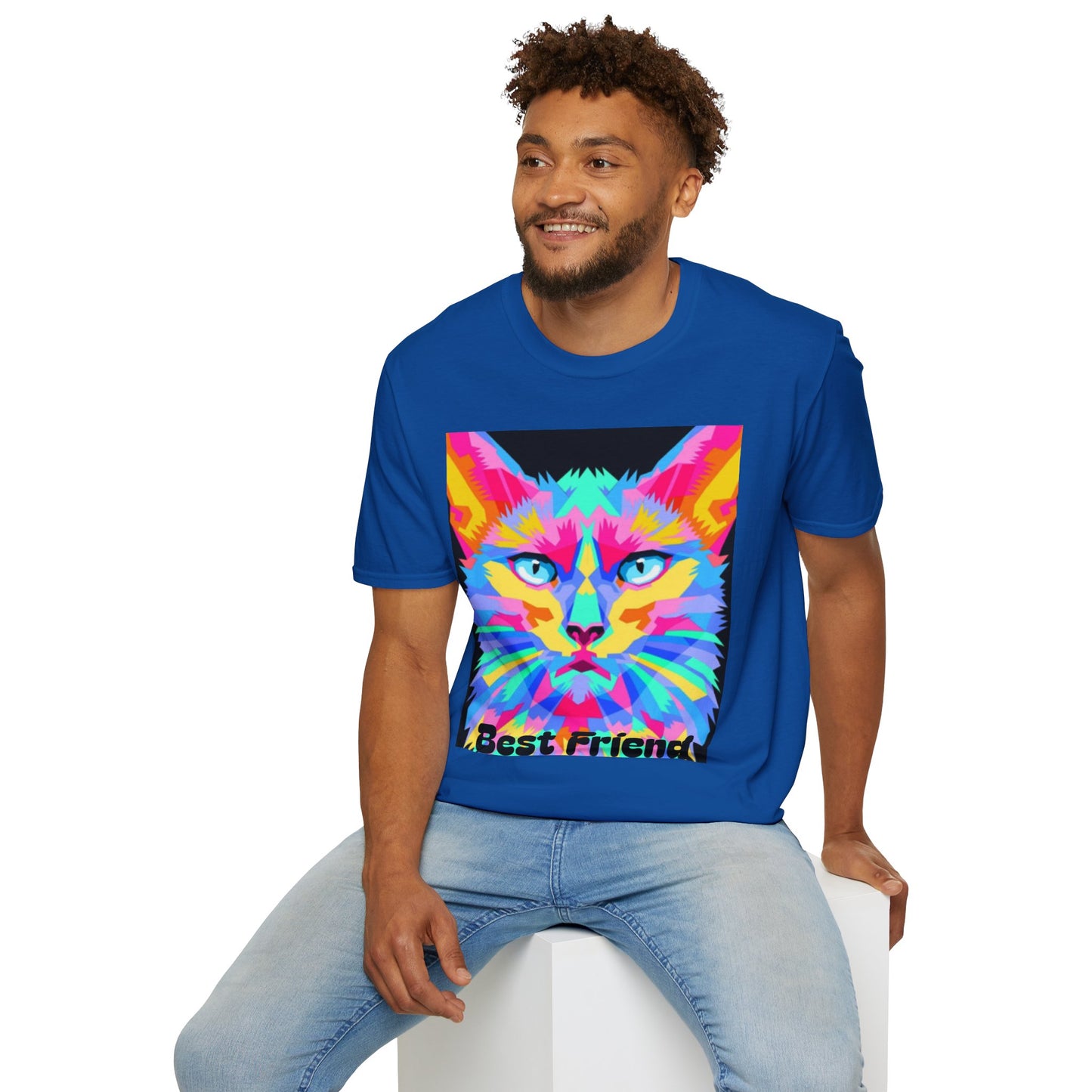 Colorful Pop Art Cat T-Shirt — "Best Friend" Graphic Tee