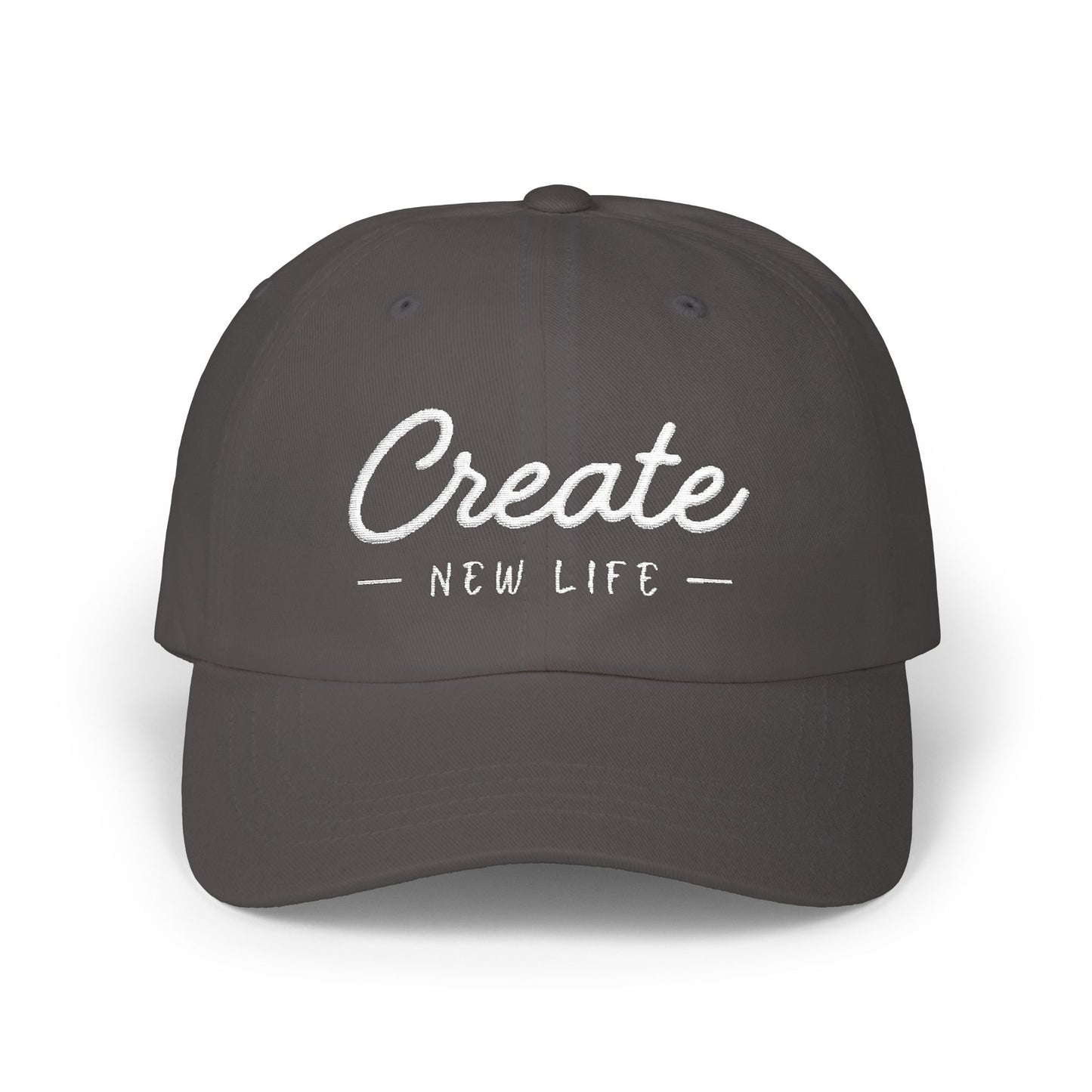 Create New Life — Embroidered White Baseball Cap for Regular Use