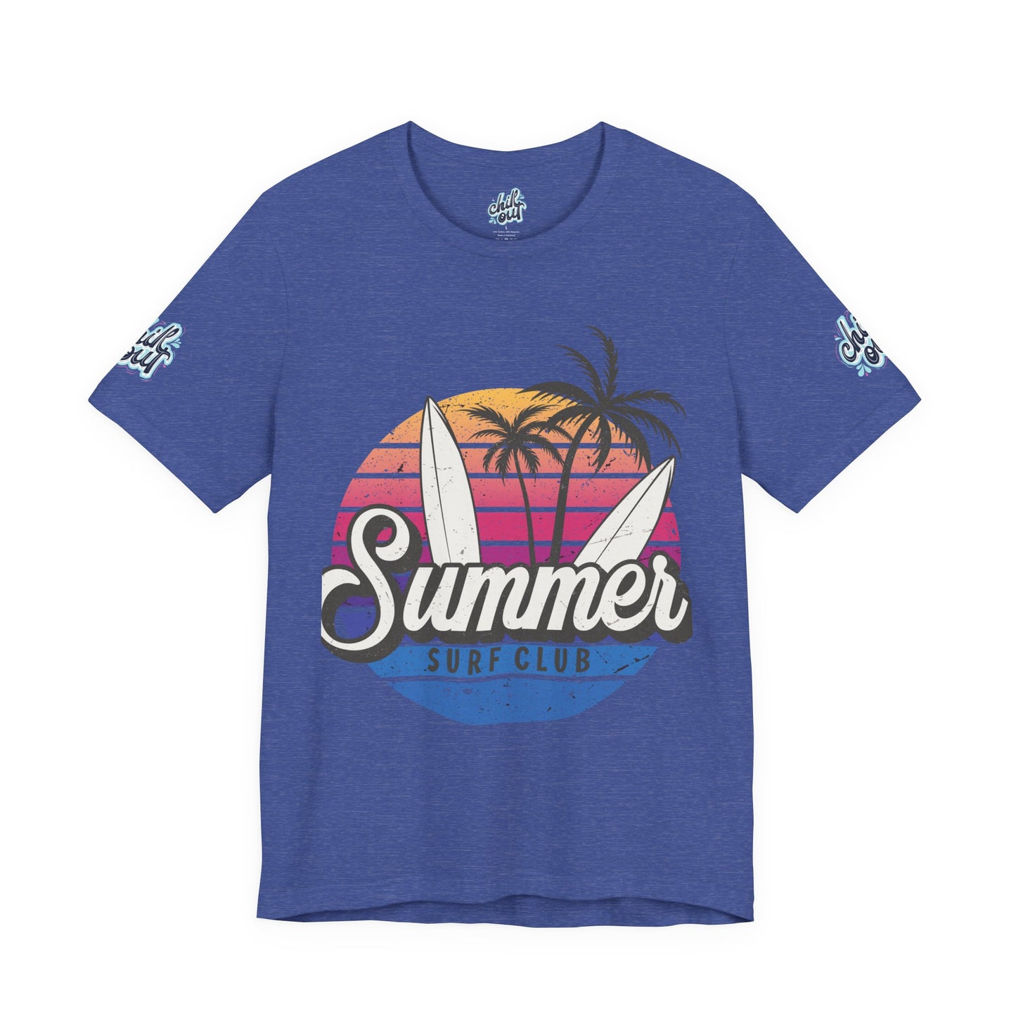Summer Surf Tee – “Here Comes The Sun” Vintage Surfboard & Palm Graphic T-Shirt