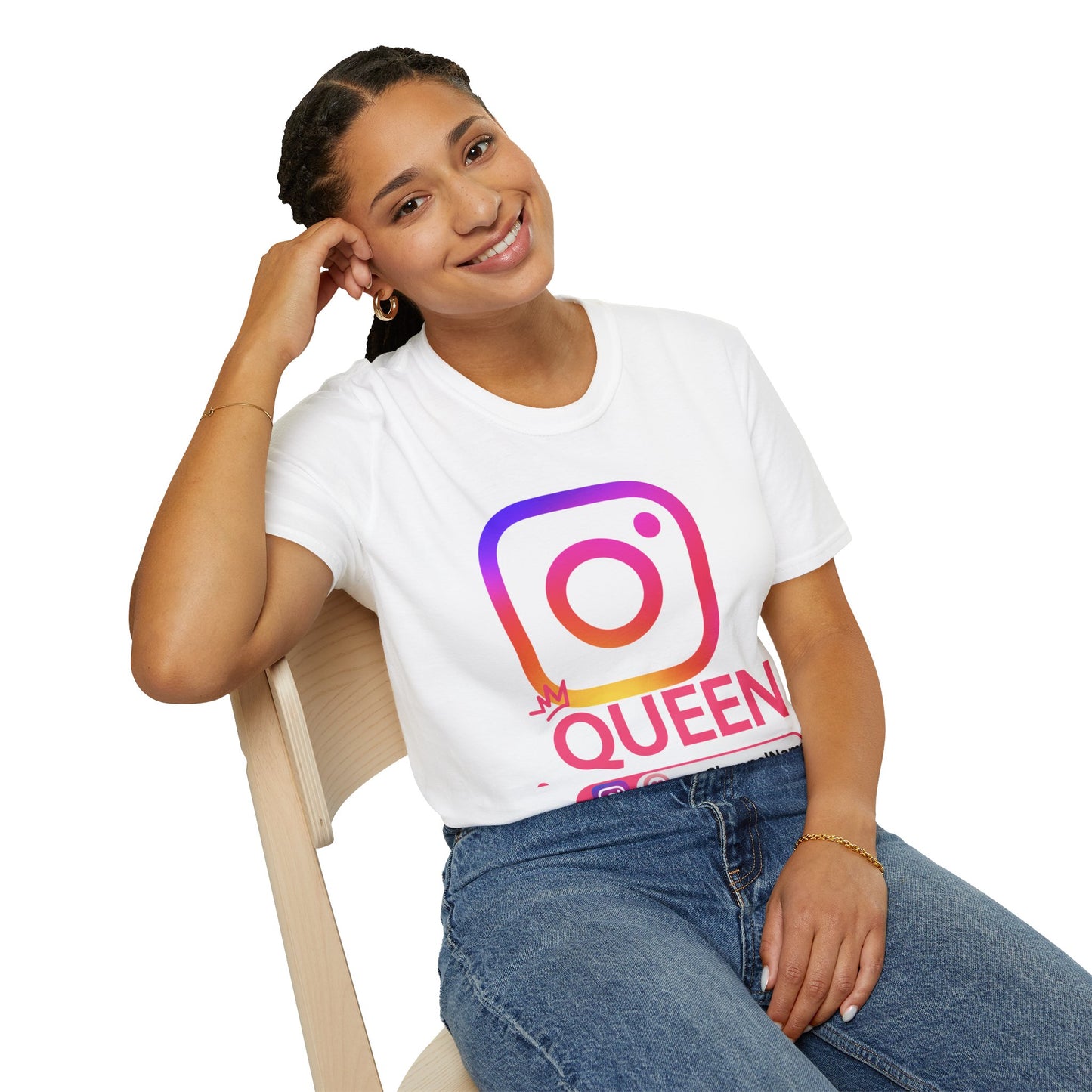 Instagram Queen T-Shirt — "Queen" Social Media Tee with Custom @handle