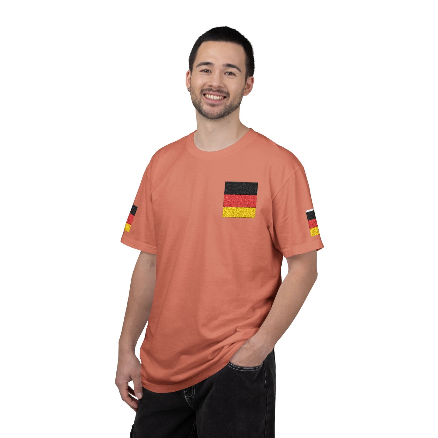 Germany Flag Pocket T-Shirt — German Pride Tee with Sleeve Flags