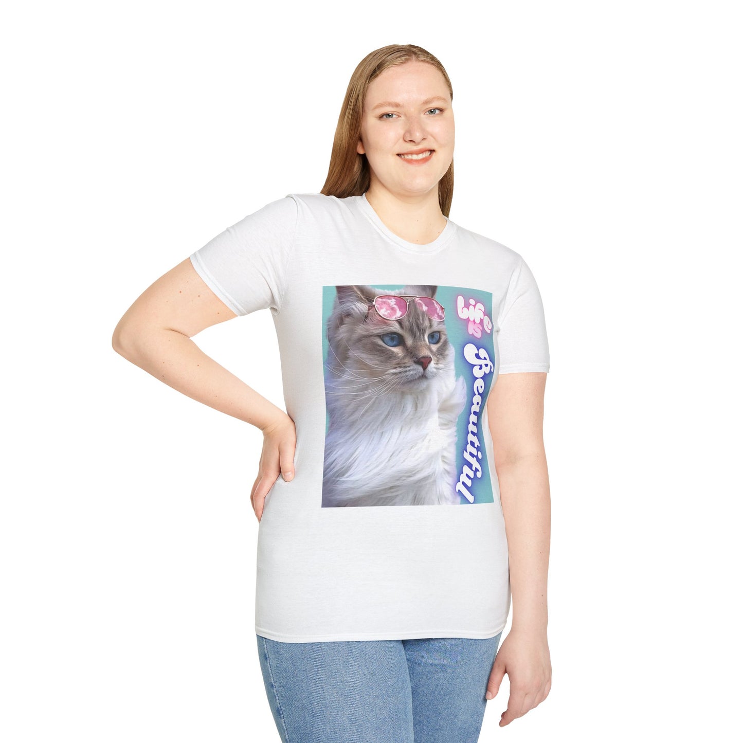 Life Is Beautiful Cat T-Shirt — Inspirational Cat Graphic Tee