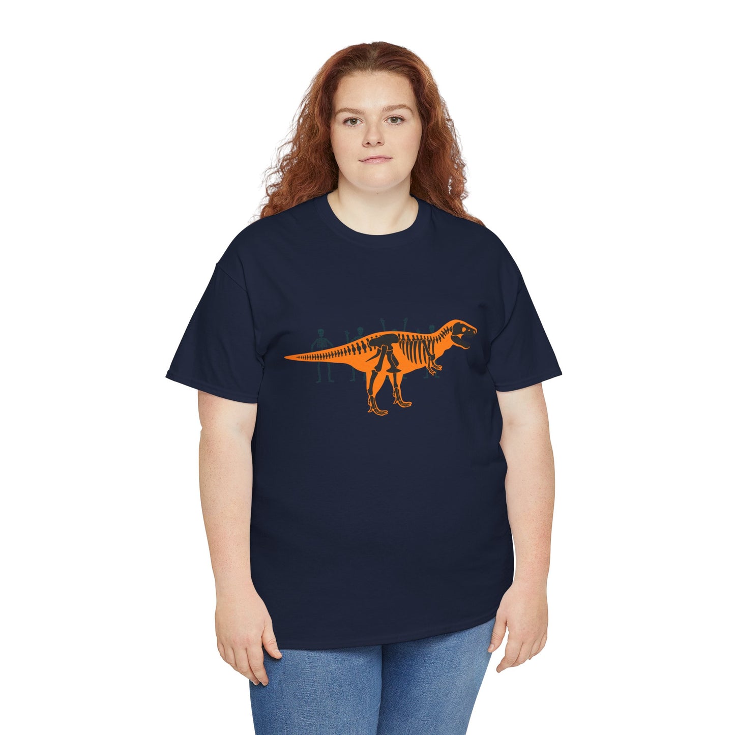 Dinosaur Graphic Tee — Retro Neon T-Rex & Skeleton Shirt