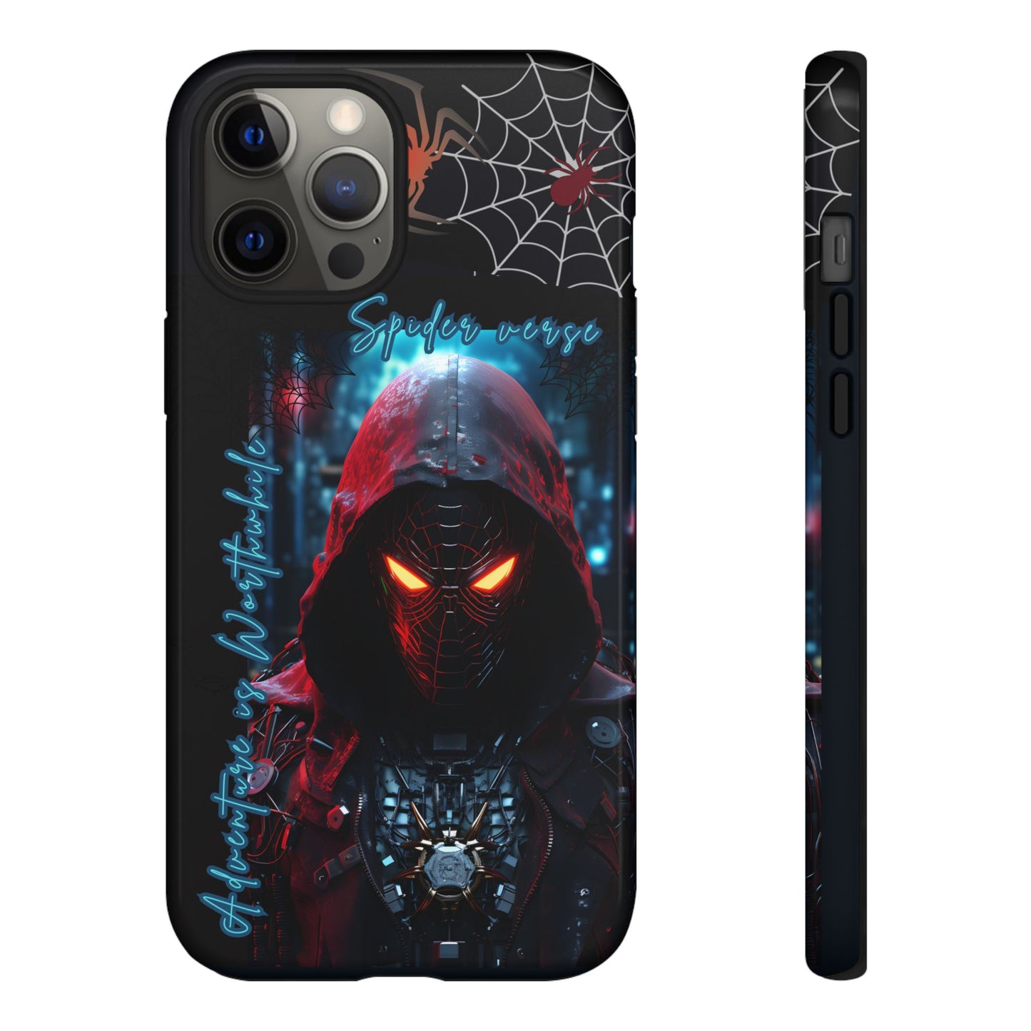 Spiderman Phone Case — Neon Hooded Skull Design "Spider verse"