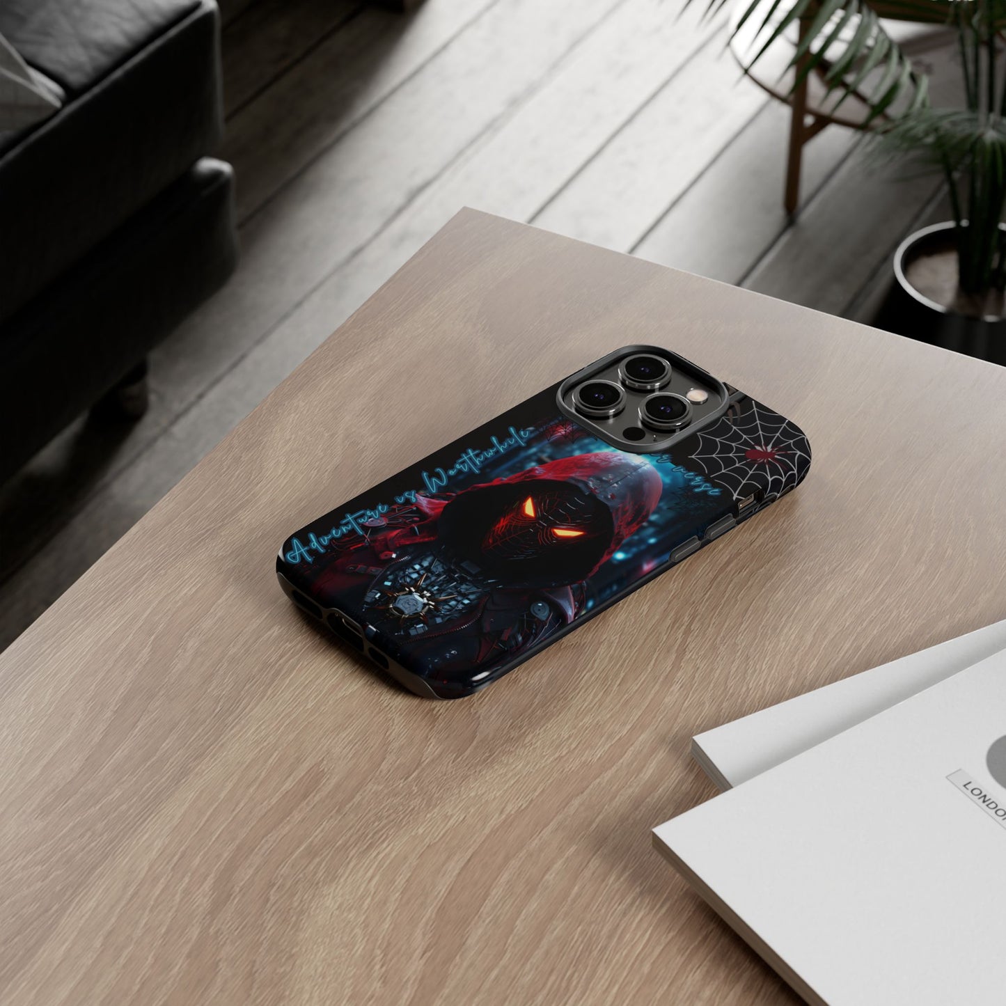 Spiderman Phone Case — Neon Hooded Skull Design "Spider verse"