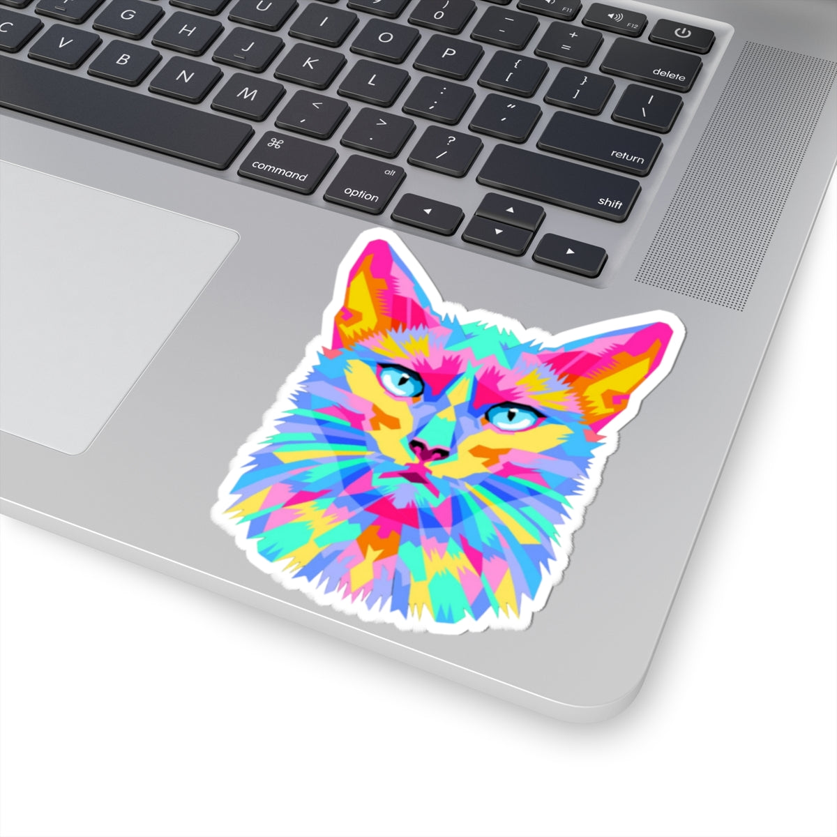 Colorful Pop Art Cat -Cut Sticker — Vibrant Feline Laptop Decal