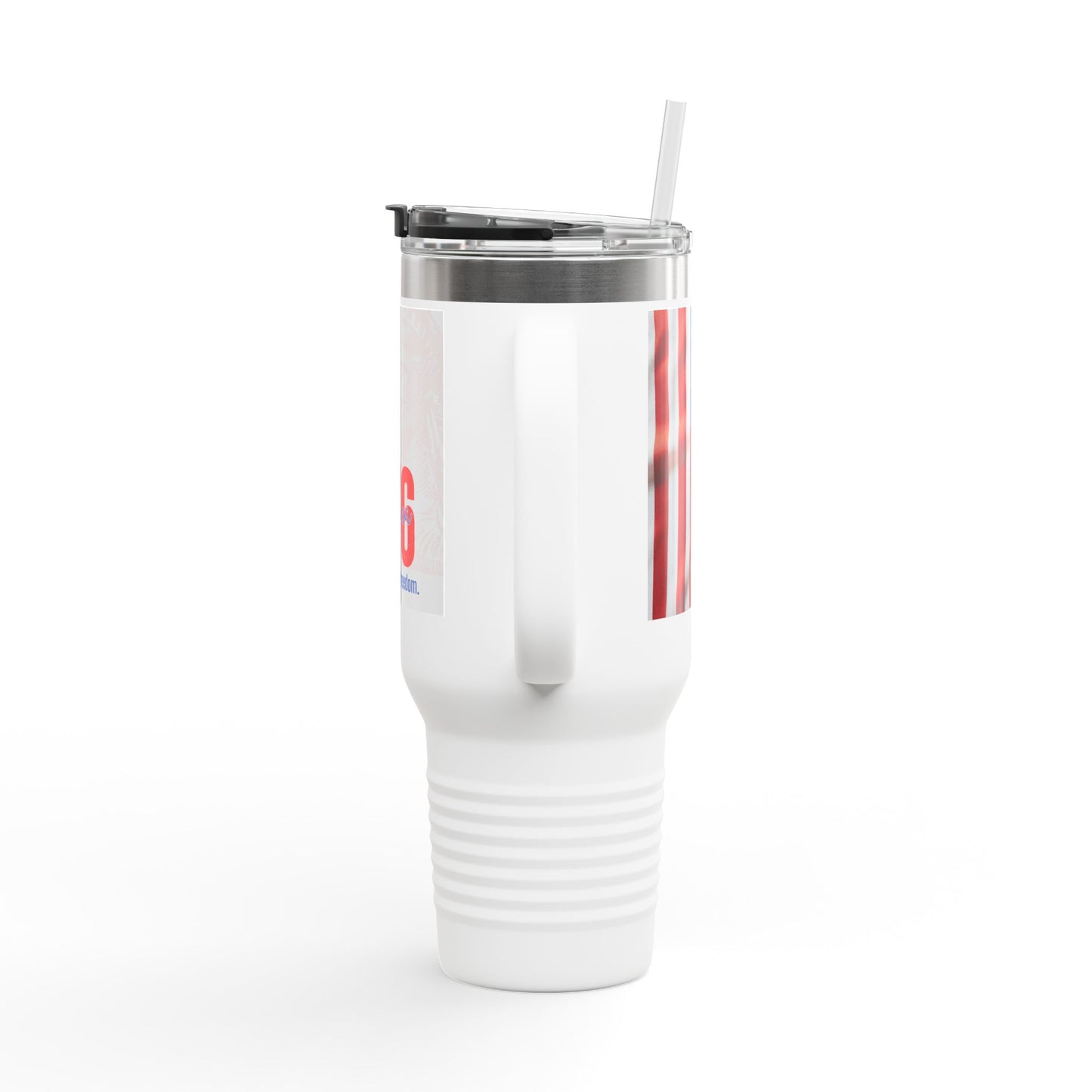 40oz Insulated Travel Mug — American Flag Patriotic Stainless Steel Tumbler