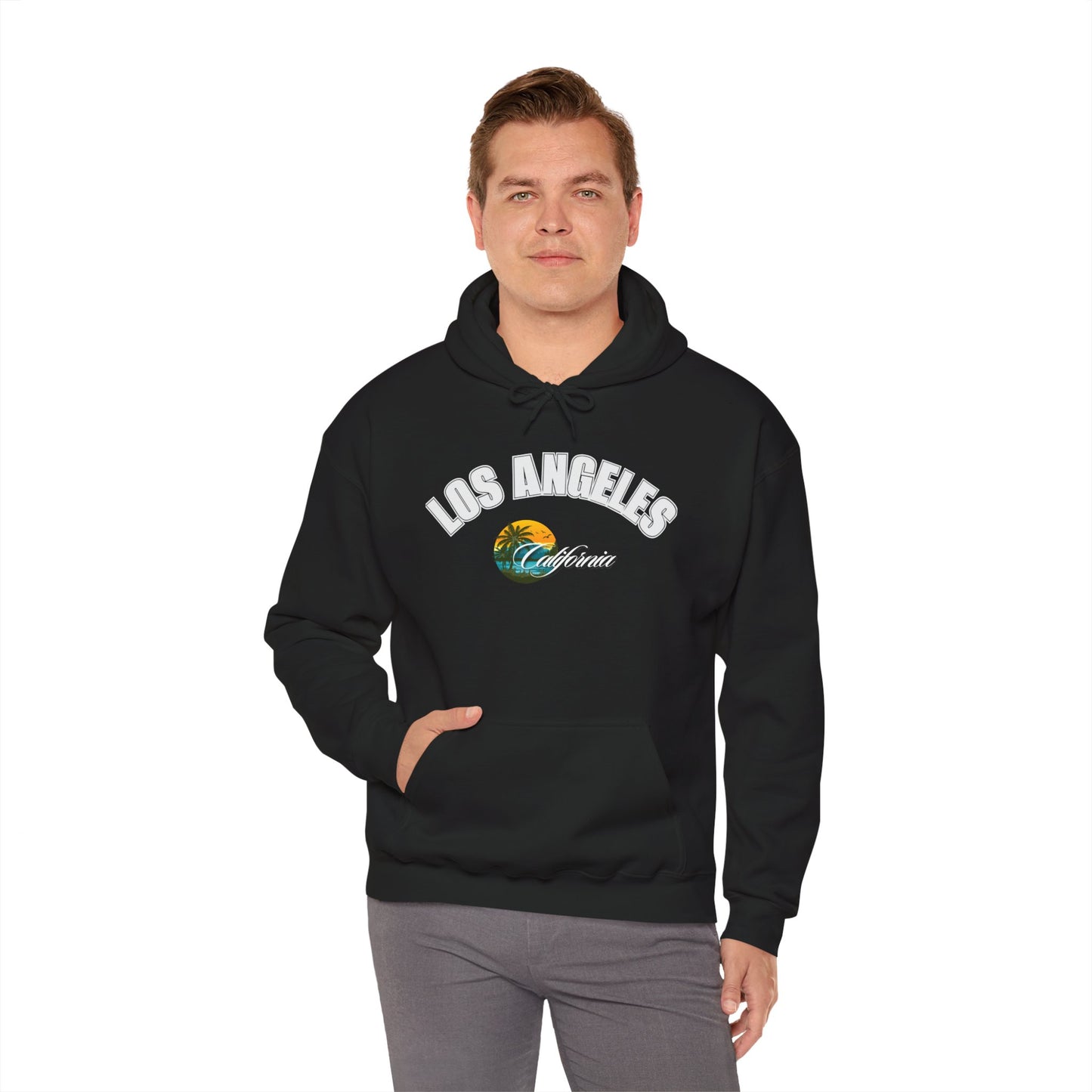 Los Angeles Retro Surf Hoodie — Vintage Sunset Car & Palm Tree Sweatshirt